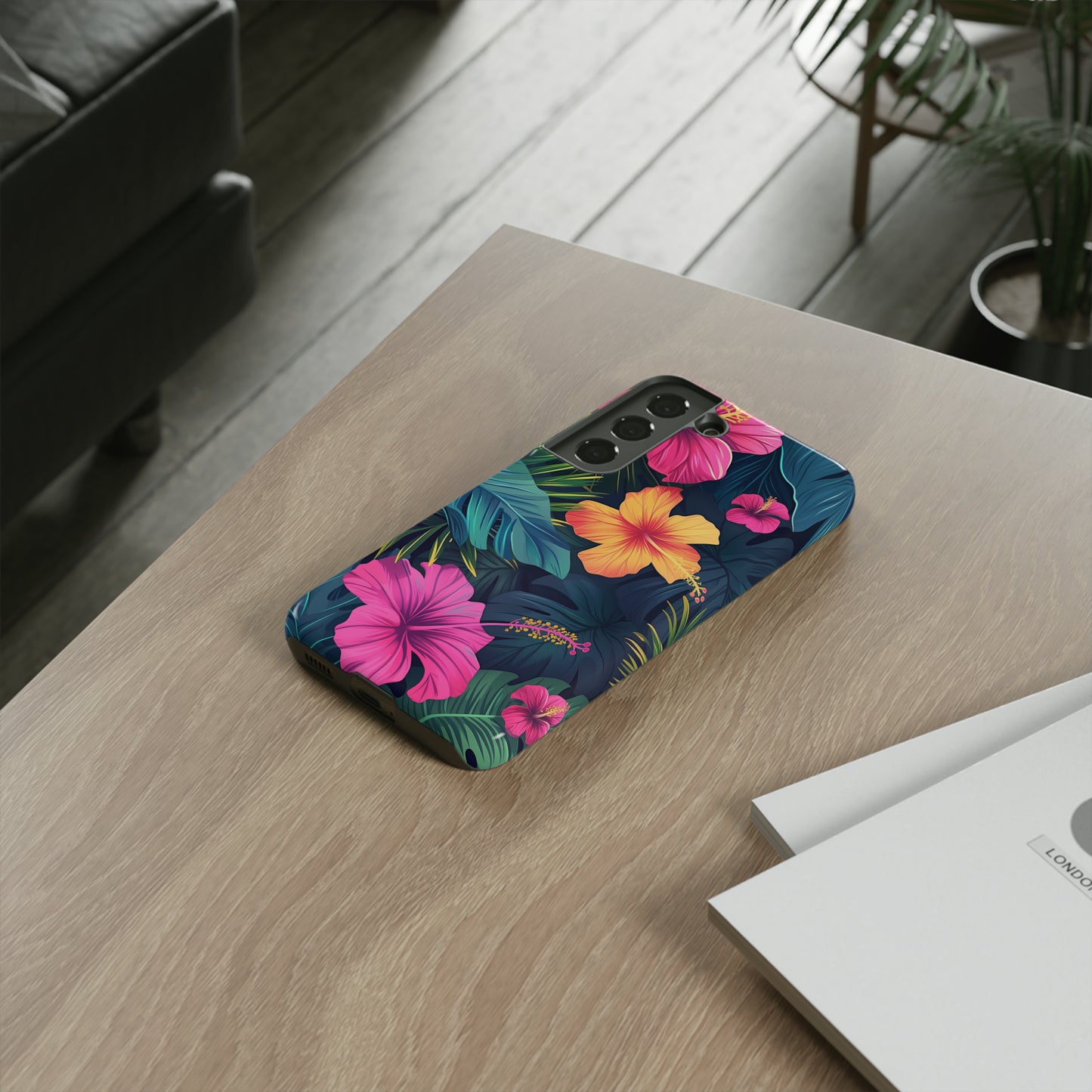 Hibiscus Dark Hawaiian Tropical Phone Case, 808, Island Tropics, Wireless Compatible, Protective Cell Phone Case iPhone, Samsung, Pixel