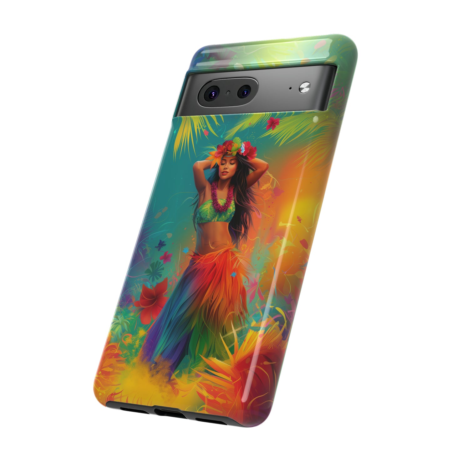 Hula Girl Hawaiian Phone Case, Tropical, Hibiscus, Wireless Compatible, Protective Cell Phone Case for iPhone, Samsung, Pixel phones