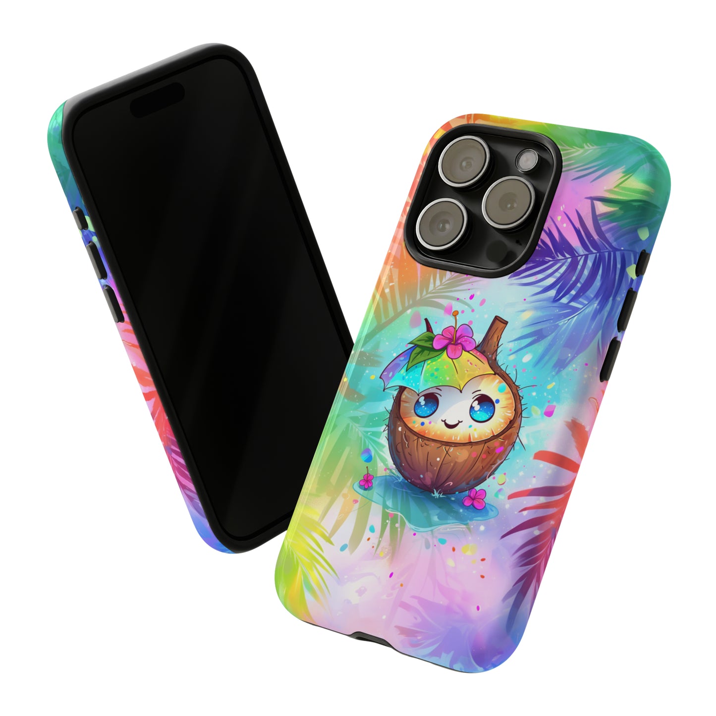 Cute Anime Coconut Hawaiian Tropical Phone Case, 808, Island Tropics, Wireless Compatible, Protective Cell Phone Case iPhone, Samsung, Pixel