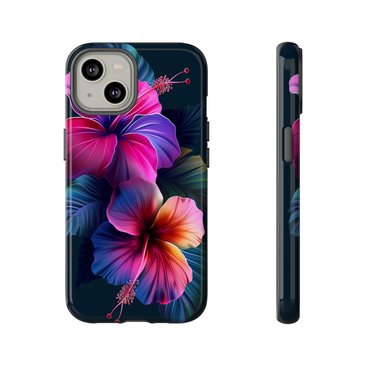 Hibiscus Neon Dark Hawaiian Tropical Phone Case, 808, Island Tropics, Wireless Compatible, Protective Cell Phone Case iPhone, Samsung, Pixel