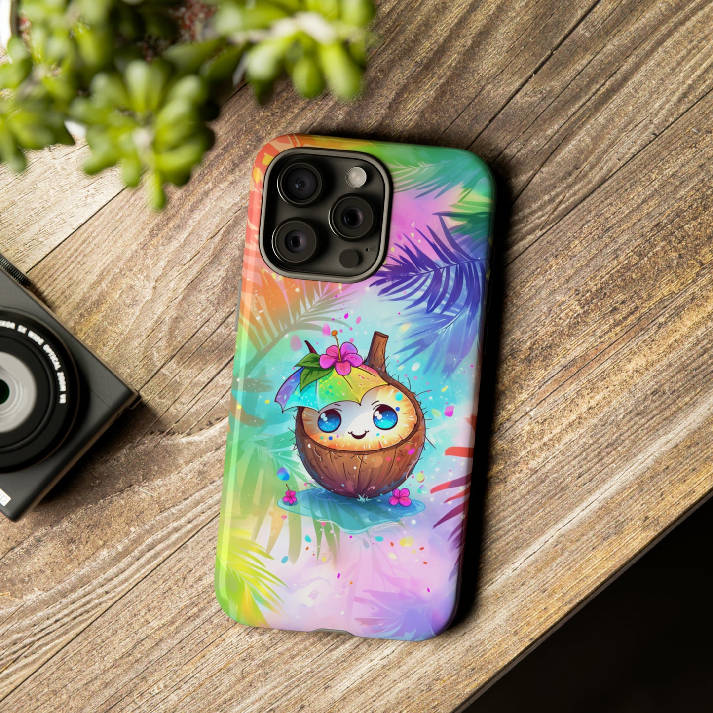 Cute Anime Coconut Hawaiian Tropical Phone Case, 808, Island Tropics, Wireless Compatible, Protective Cell Phone Case iPhone, Samsung, Pixel