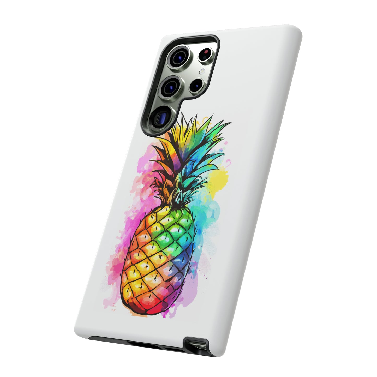 Color Splash Pineapple Hawaiian Phone Case, Tropical, Hibiscus, Wireless Compatible, Protective Cell Phone Case for iPhone, Samsung, Pixel