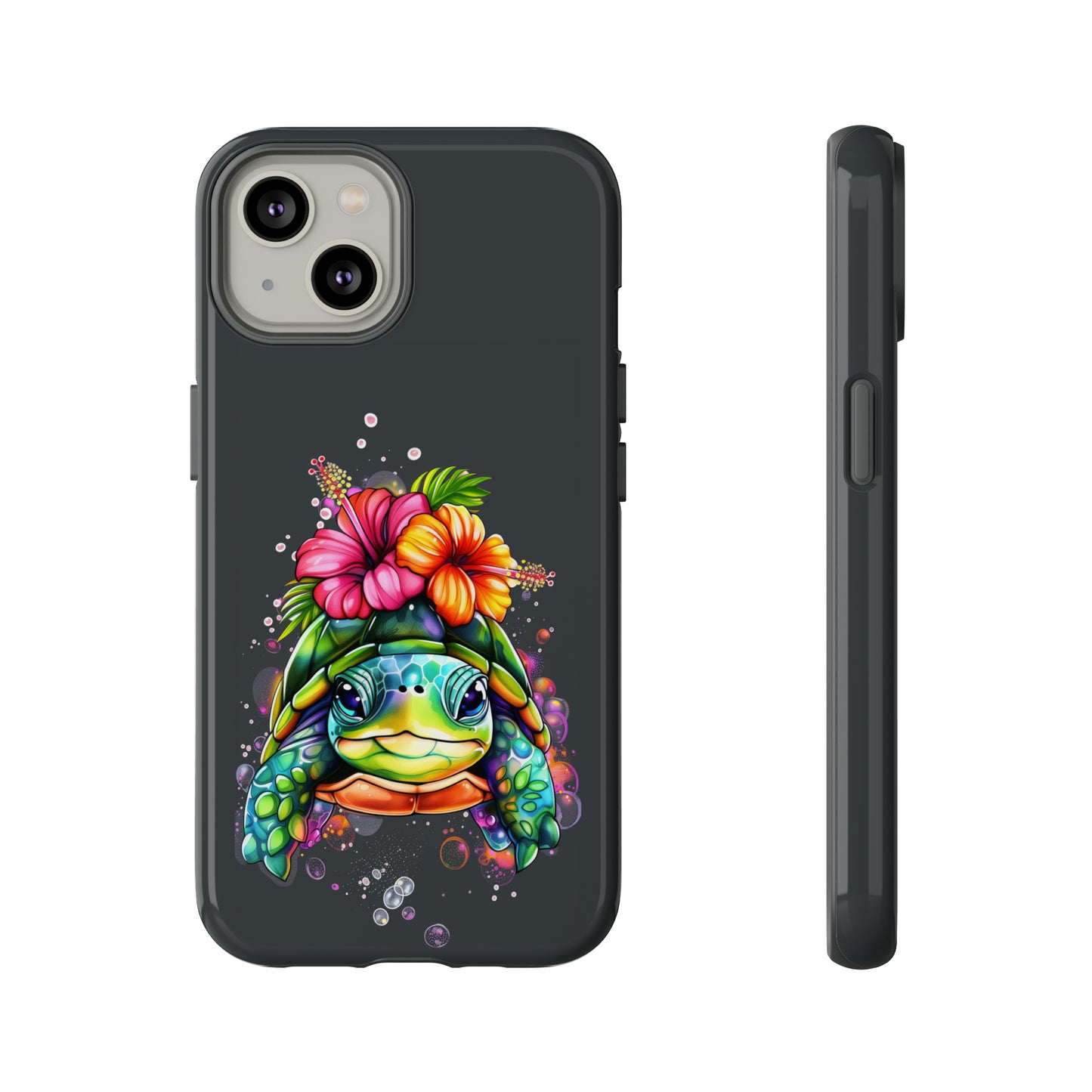 Color Splash Turtle Hawaiian Phone Case, Tropical, Hibiscus, Wireless Compatible, Protective Cell Phone Case for iPhone, Samsung, Pixel
