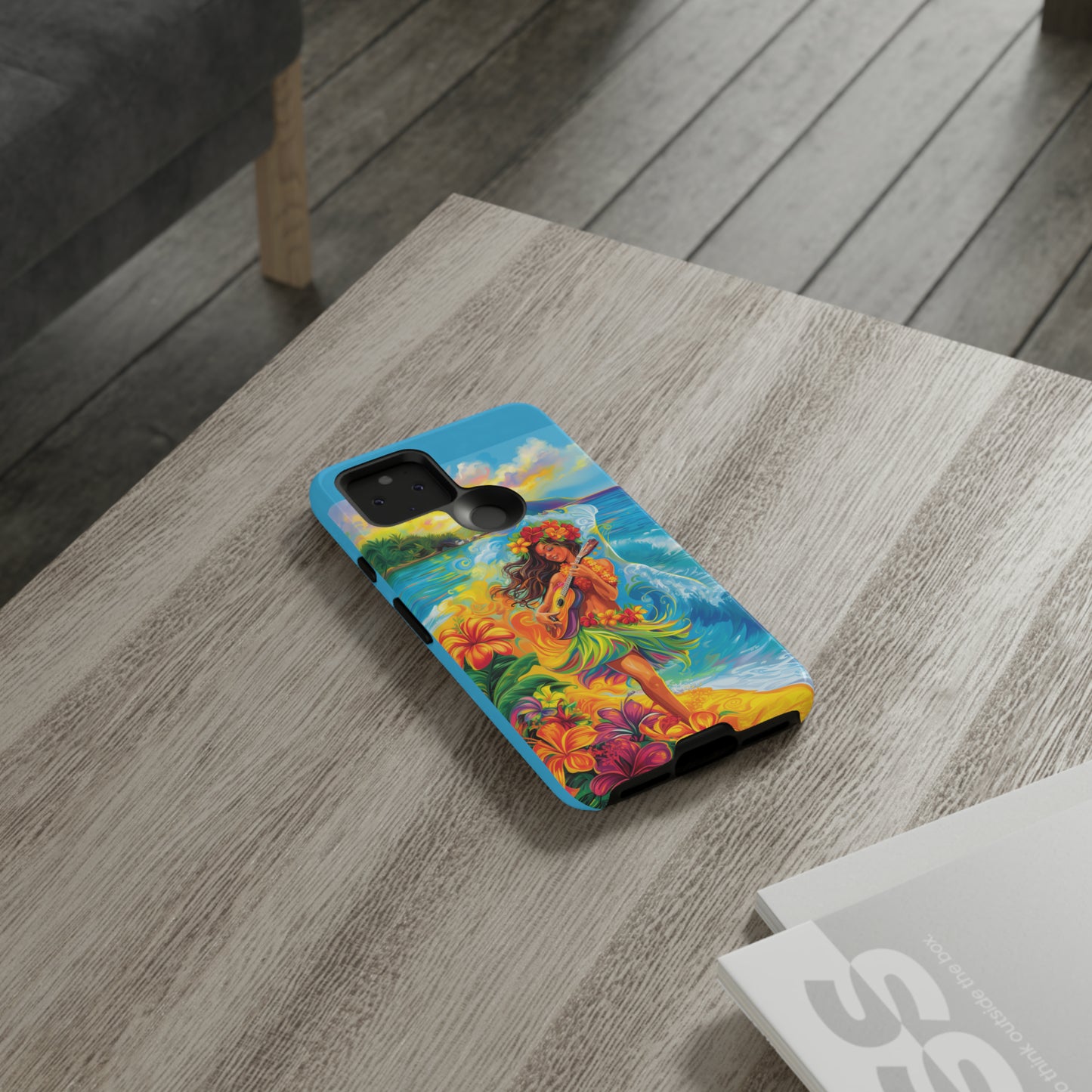 Ukulele Hula Girl Hawaiian Phone Case, Tropical, Hibiscus, Wireless Compatible, Protective Cell Phone Case for iPhone, Samsung, Pixel phones
