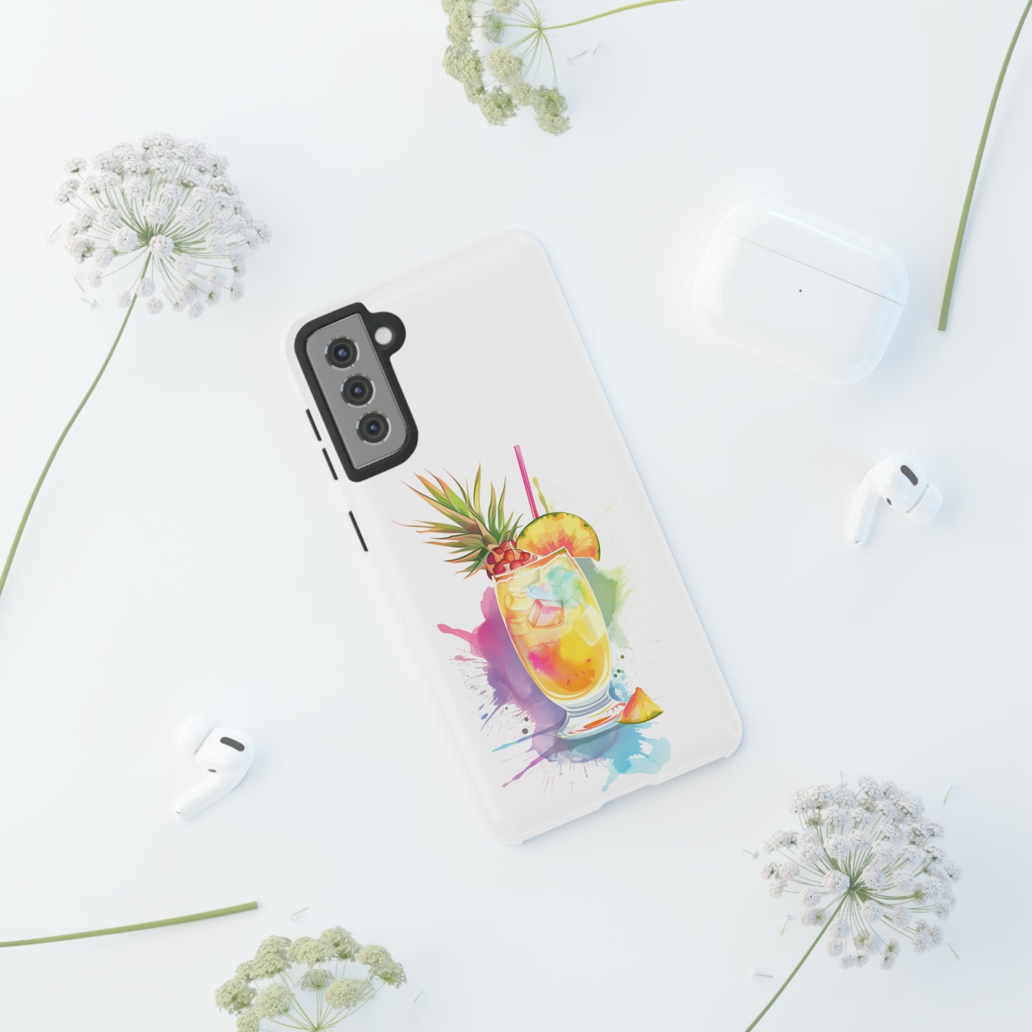 Pina Colada Cocktail Hawaiian Tropical Phone Case, Island Tropics, Wireless Compatible, Protective Cell Phone Case iPhone, Samsung, Pixel
