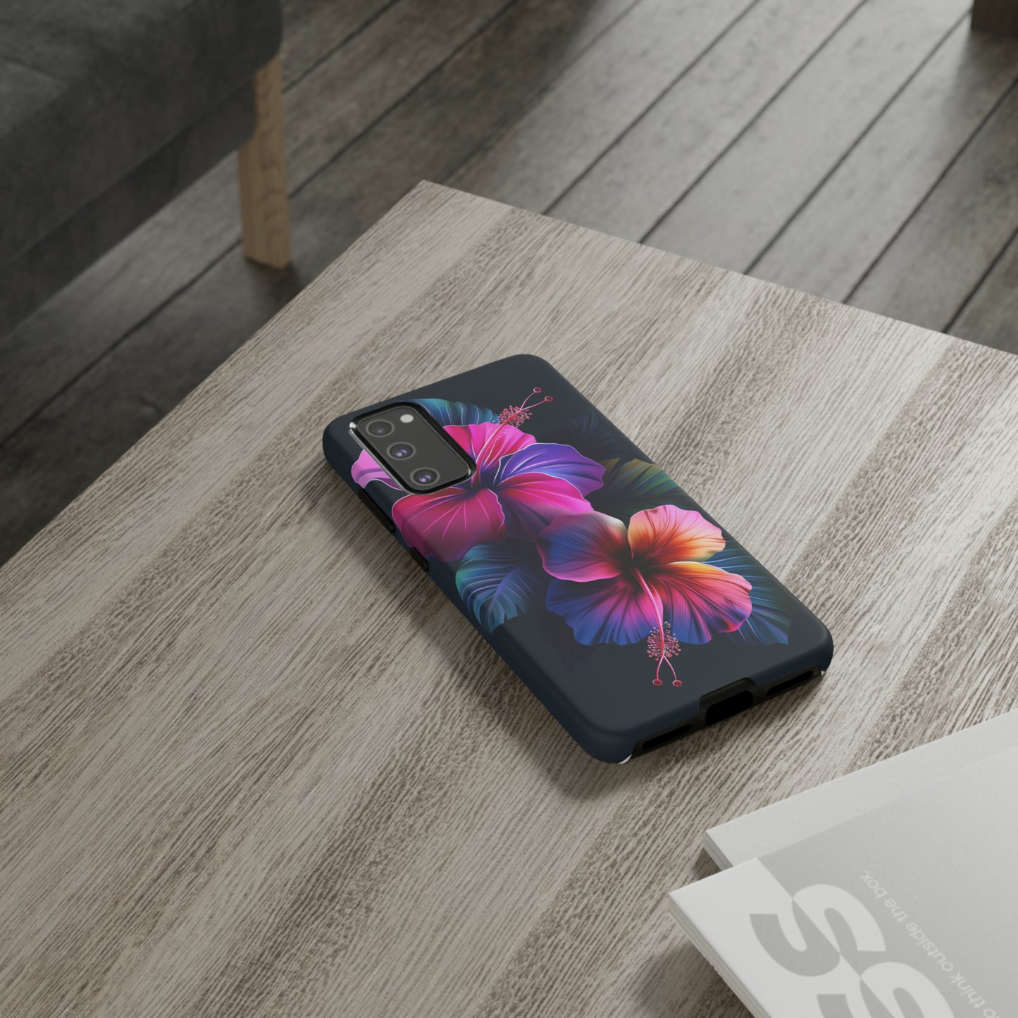 Hibiscus Neon Dark Hawaiian Tropical Phone Case, 808, Island Tropics, Wireless Compatible, Protective Cell Phone Case iPhone, Samsung, Pixel