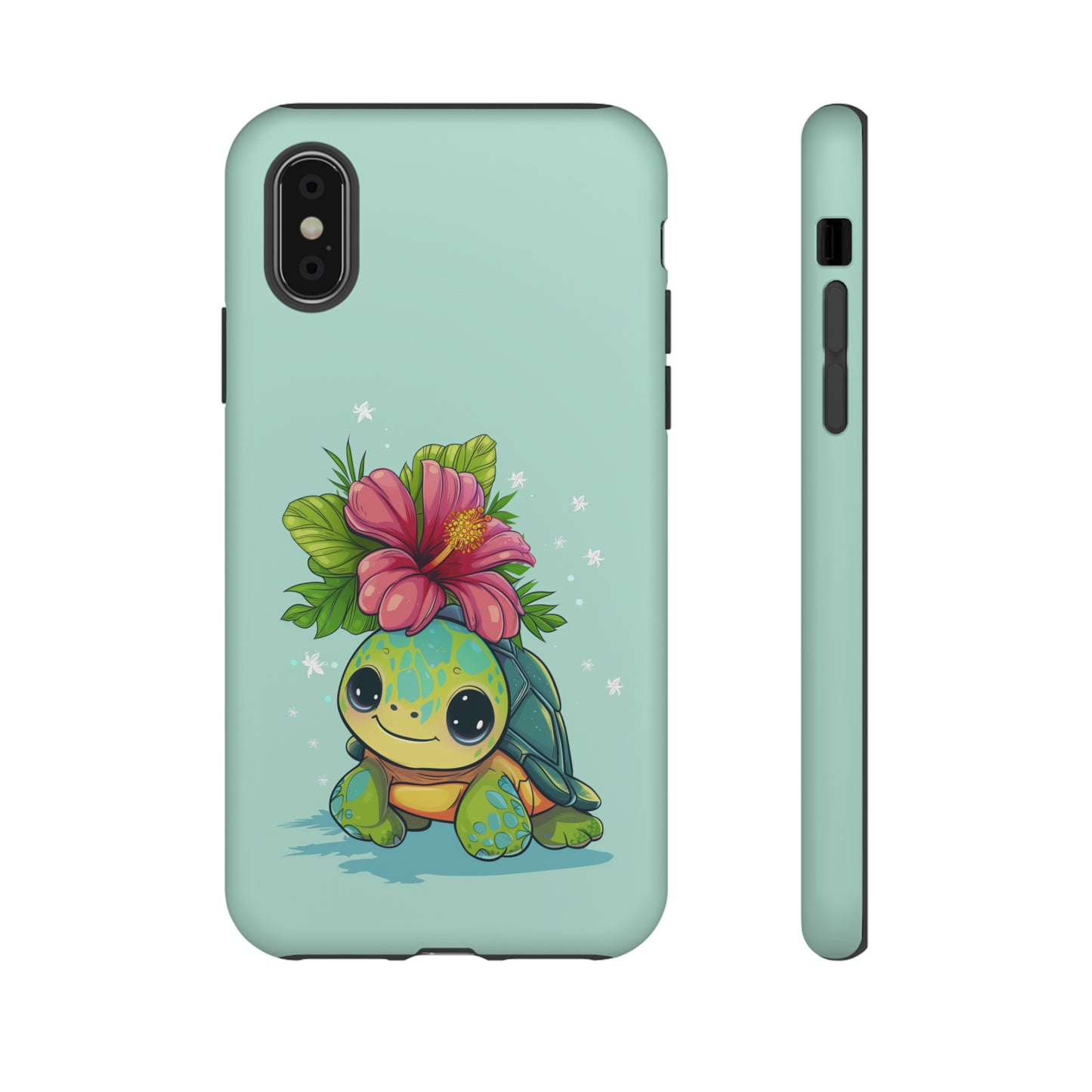 Cute Turtle Hawaiian Phone Case, Tropical, Hibiscus, Wireless Compatible, Protective Cell Phone Case for iPhone, Samsung, Pixel phones