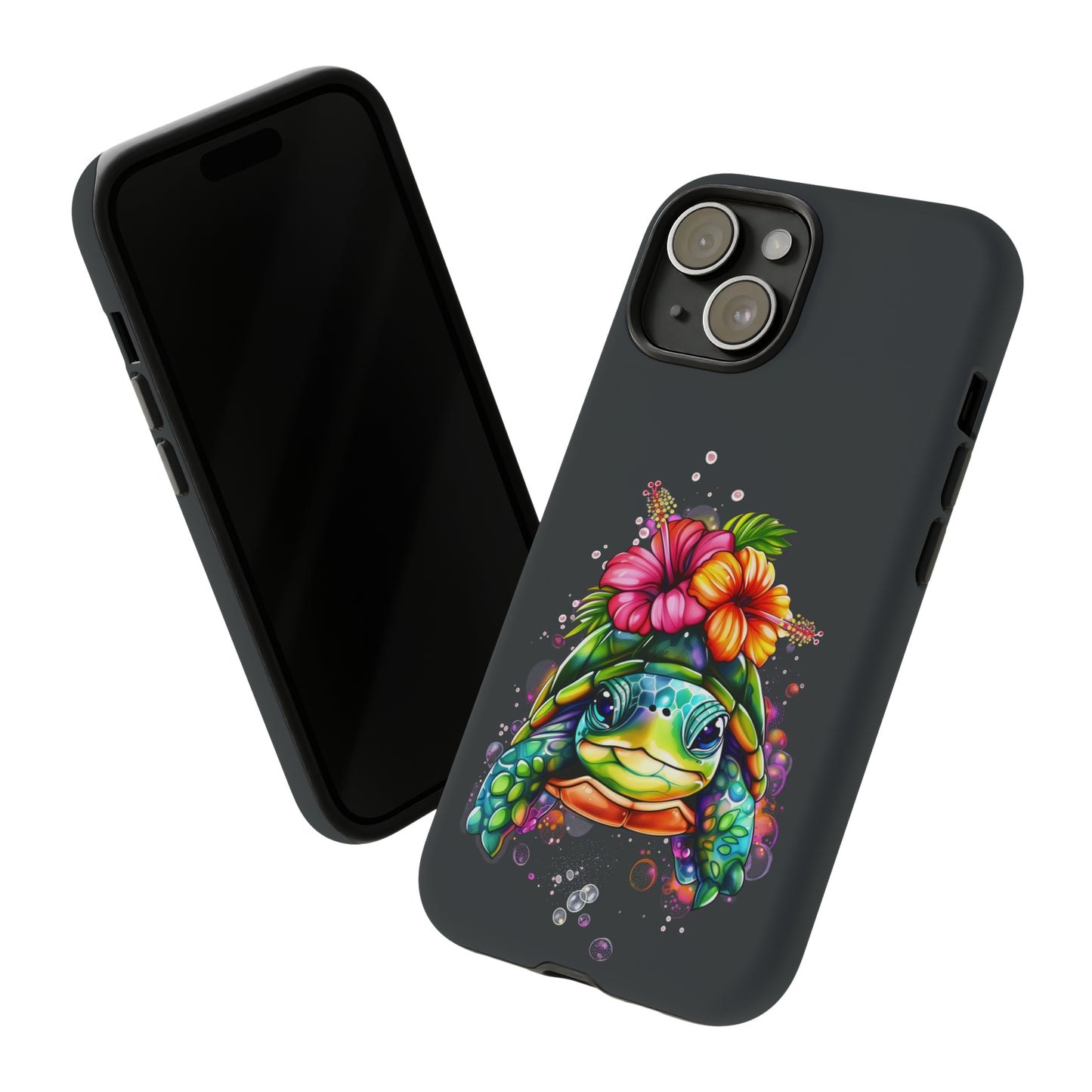 Color Splash Turtle Hawaiian Phone Case, Tropical, Hibiscus, Wireless Compatible, Protective Cell Phone Case for iPhone, Samsung, Pixel