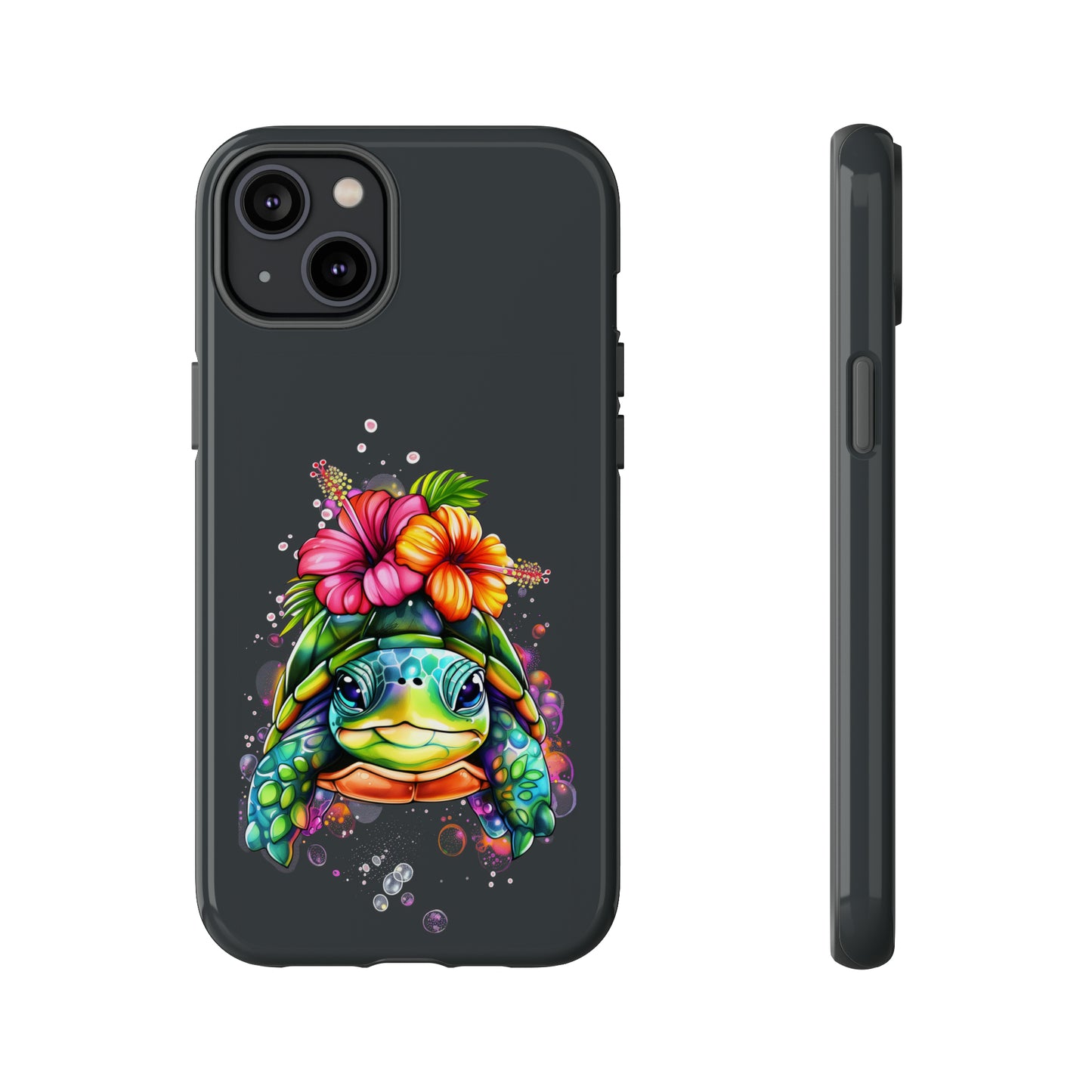 Color Splash Turtle Hawaiian Phone Case, Tropical, Hibiscus, Wireless Compatible, Protective Cell Phone Case for iPhone, Samsung, Pixel
