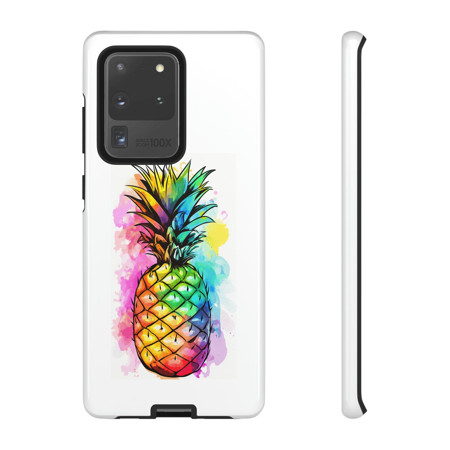 Color Splash Pineapple Hawaiian Phone Case, Tropical, Hibiscus, Wireless Compatible, Protective Cell Phone Case for iPhone, Samsung, Pixel