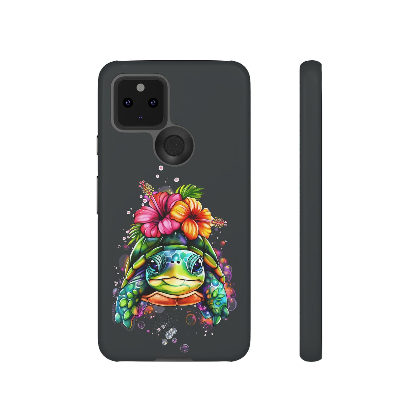 Color Splash Turtle Hawaiian Phone Case, Tropical, Hibiscus, Wireless Compatible, Protective Cell Phone Case for iPhone, Samsung, Pixel