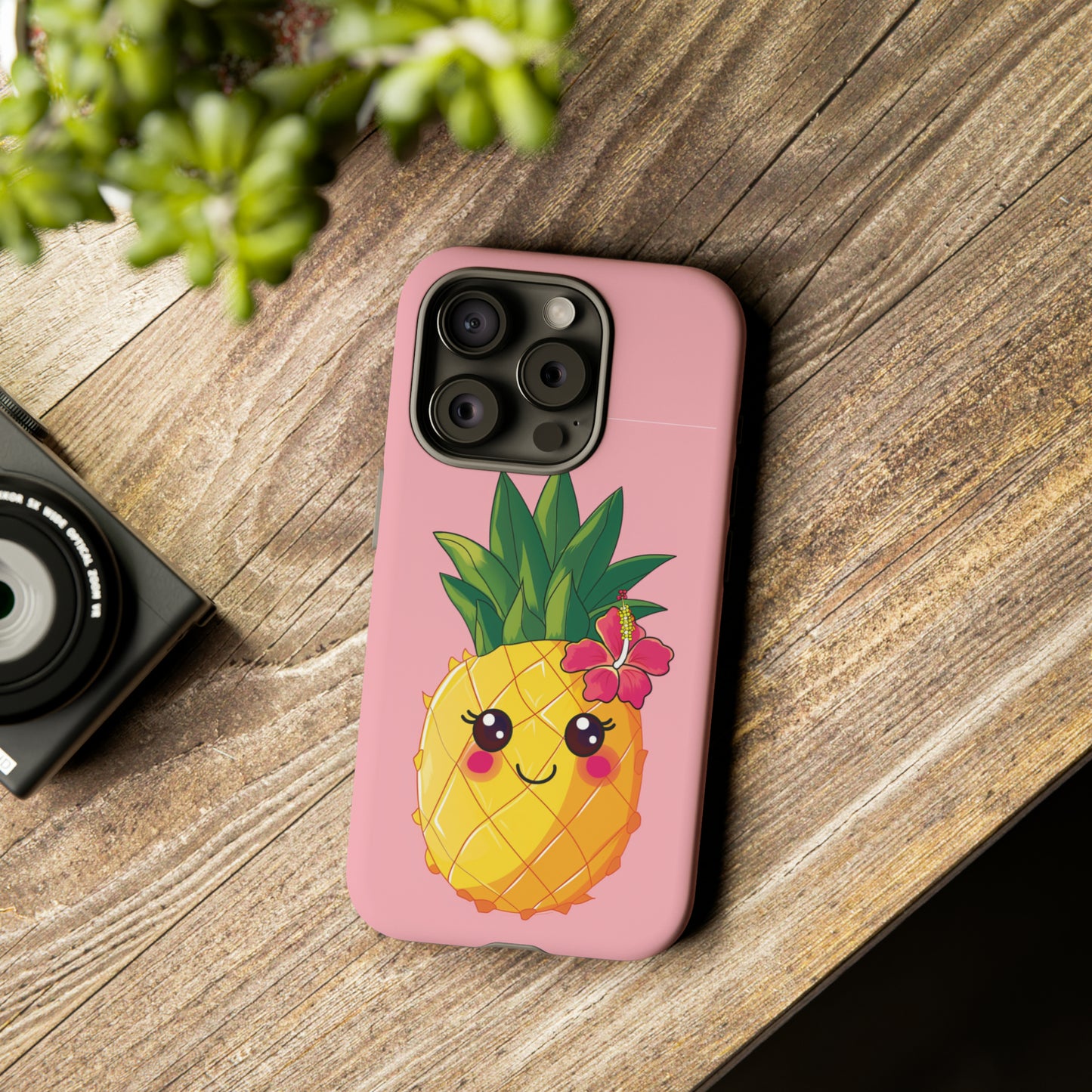 Cute Pineapple Hawaiian Phone Case, Tropical, Hibiscus, Wireless Compatible, Protective Cell Phone Case for iPhone, Samsung, Pixel phones