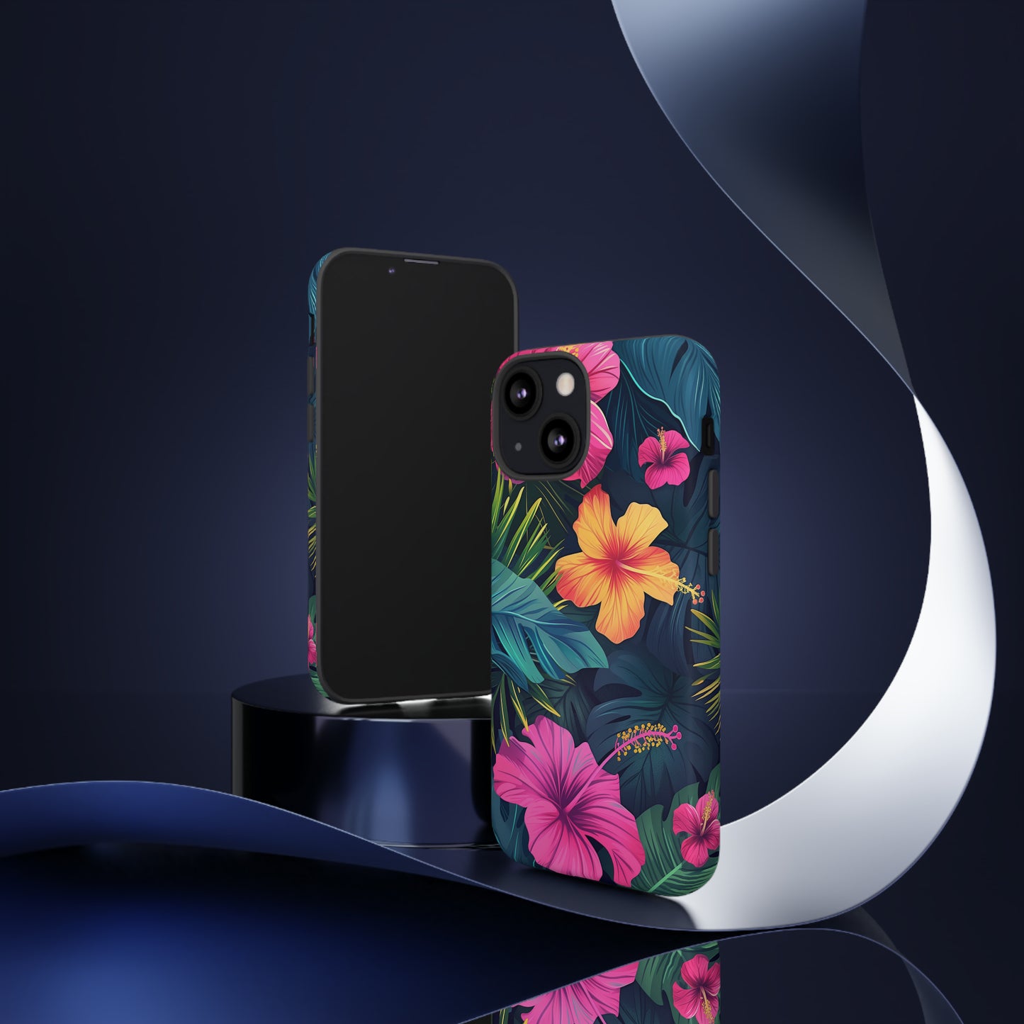 Hibiscus Dark Hawaiian Tropical Phone Case, 808, Island Tropics, Wireless Compatible, Protective Cell Phone Case iPhone, Samsung, Pixel