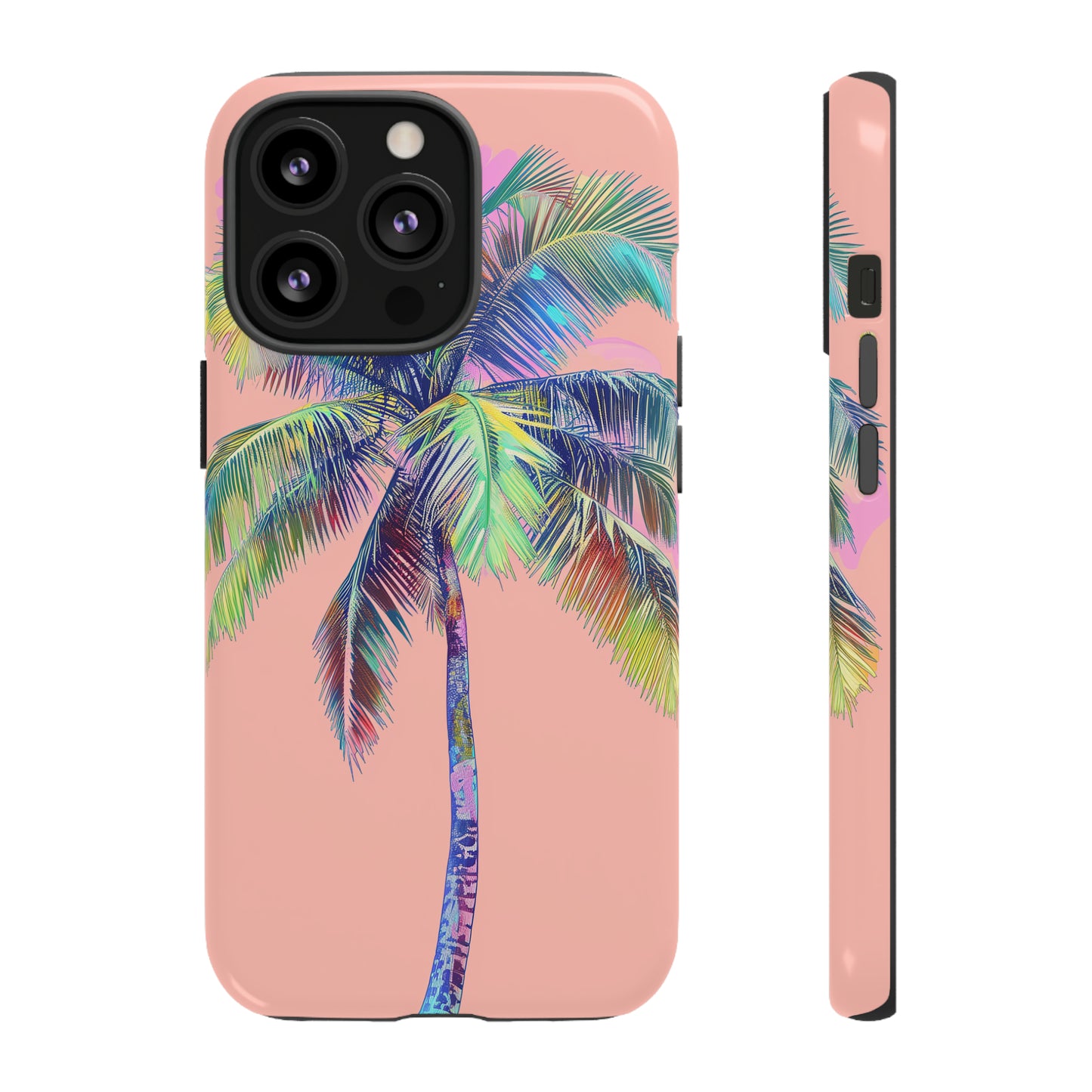 Pink Palm Tree Hawaiian Phone Case, Tropical, Hibiscus, Wireless Compatible, Protective Cell Phone Case for iPhone, Samsung, Pixel phones