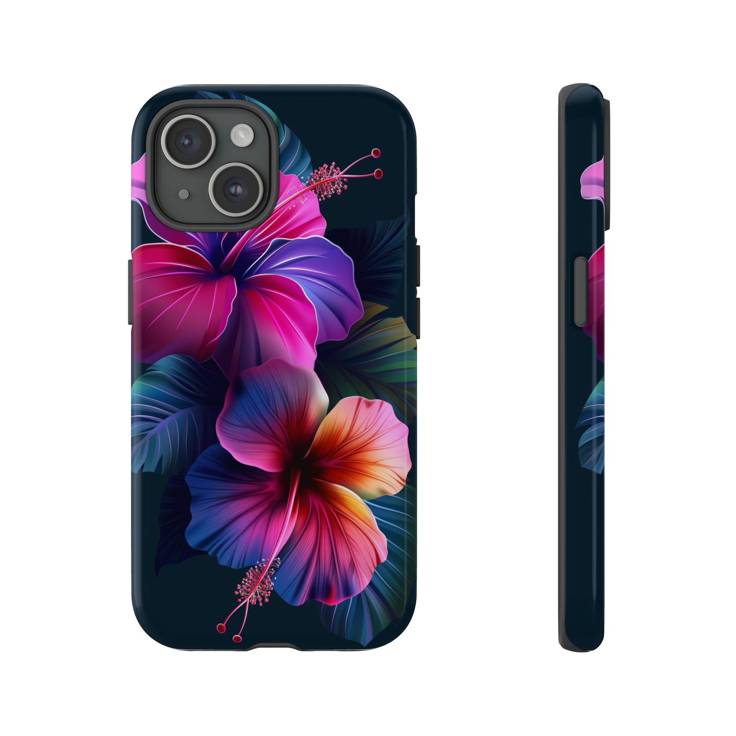 Hibiscus Neon Dark Hawaiian Tropical Phone Case, 808, Island Tropics, Wireless Compatible, Protective Cell Phone Case iPhone, Samsung, Pixel