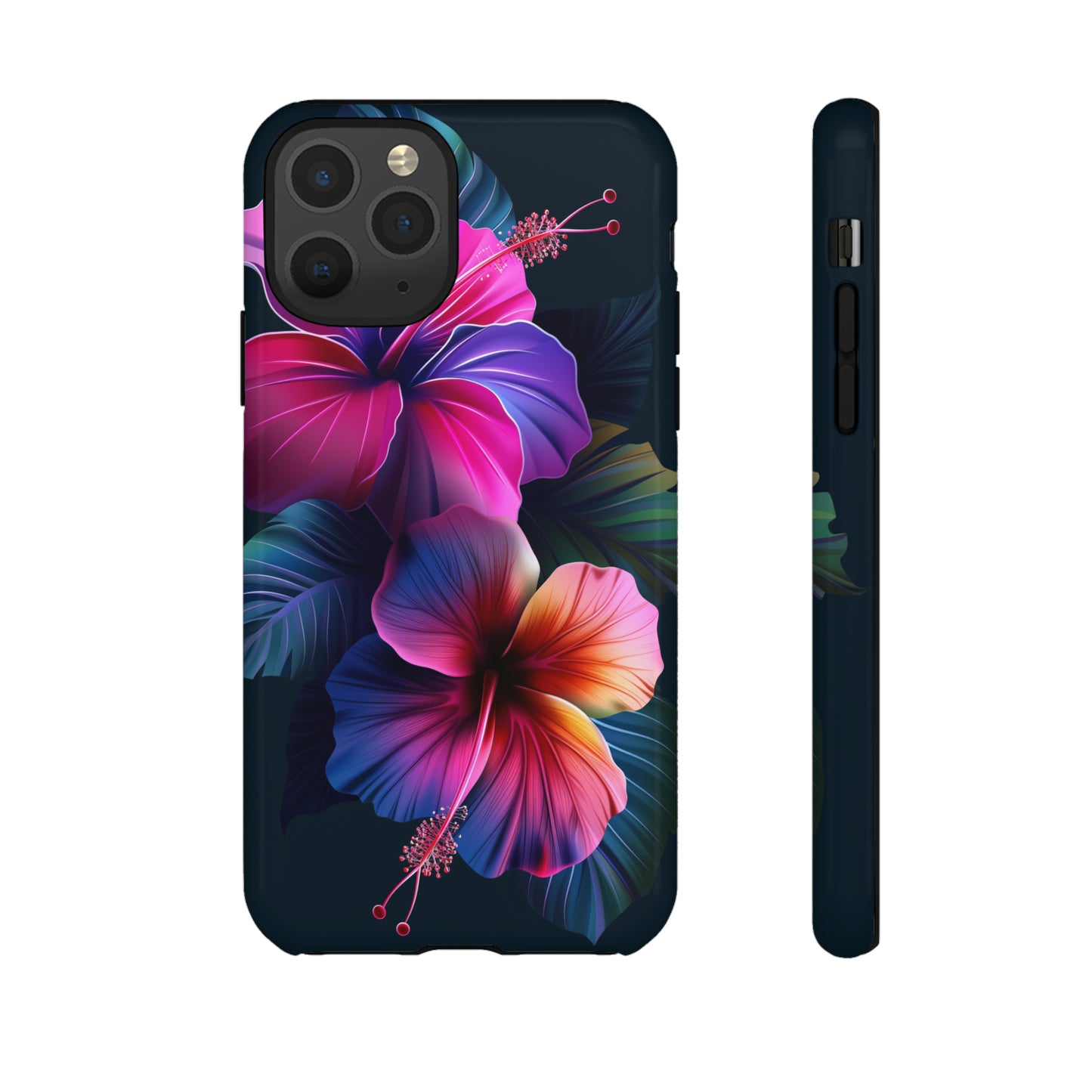 Hibiscus Neon Dark Hawaiian Tropical Phone Case, 808, Island Tropics, Wireless Compatible, Protective Cell Phone Case iPhone, Samsung, Pixel
