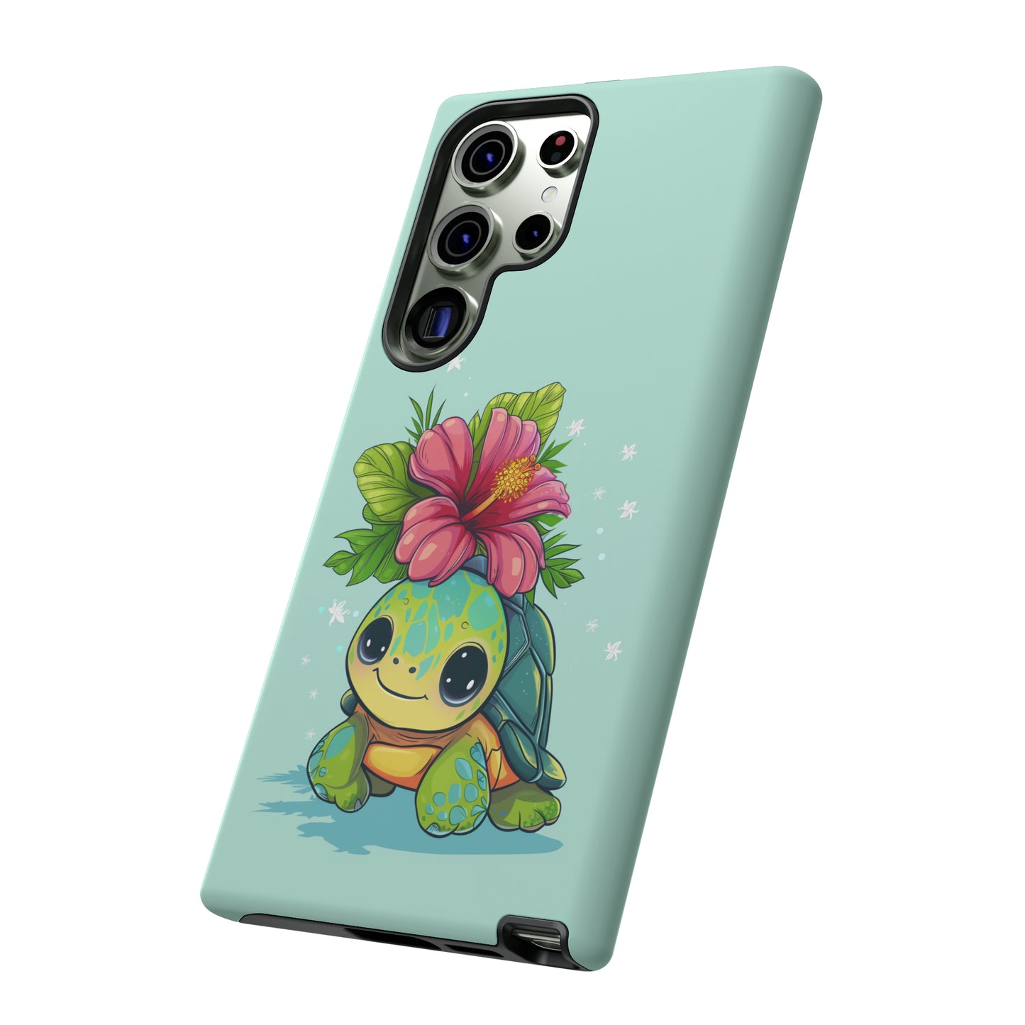 Cute Turtle Hawaiian Phone Case, Tropical, Hibiscus, Wireless Compatible, Protective Cell Phone Case for iPhone, Samsung, Pixel phones