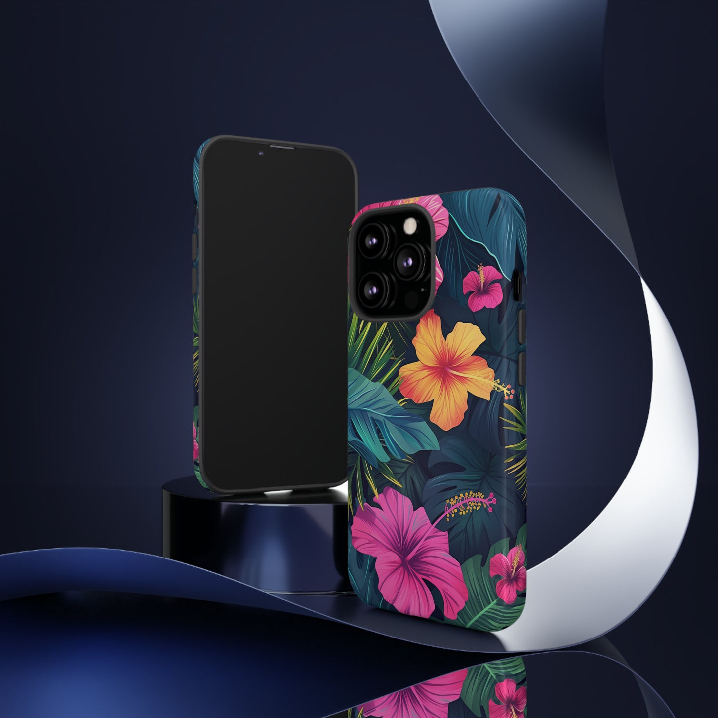 Hibiscus Dark Hawaiian Tropical Phone Case, 808, Island Tropics, Wireless Compatible, Protective Cell Phone Case iPhone, Samsung, Pixel