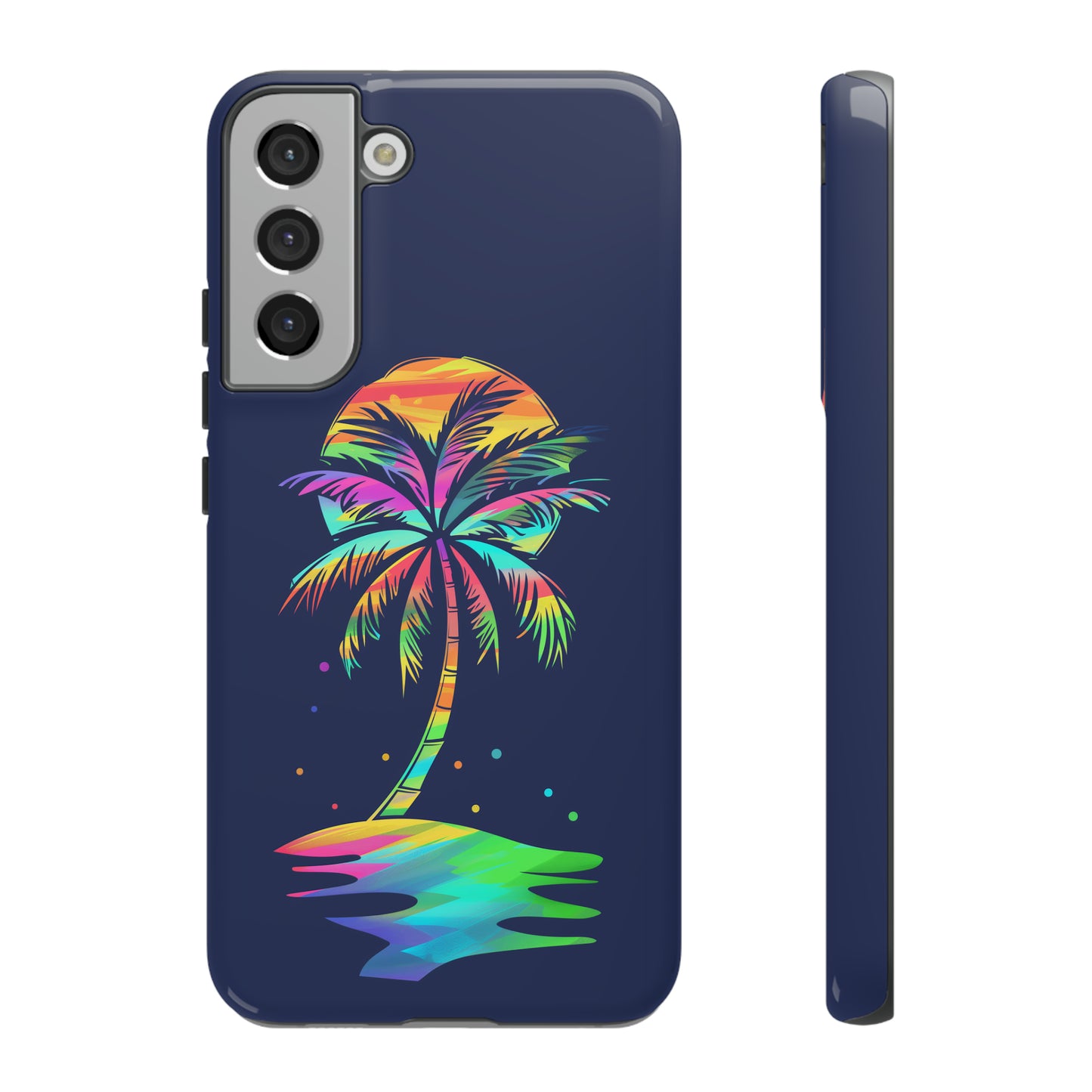 Night Palm Tree Hawaiian Phone Case, Tropical, Hibiscus, Wireless Compatible, Protective Cell Phone Case for iPhone, Samsung, Pixel phones
