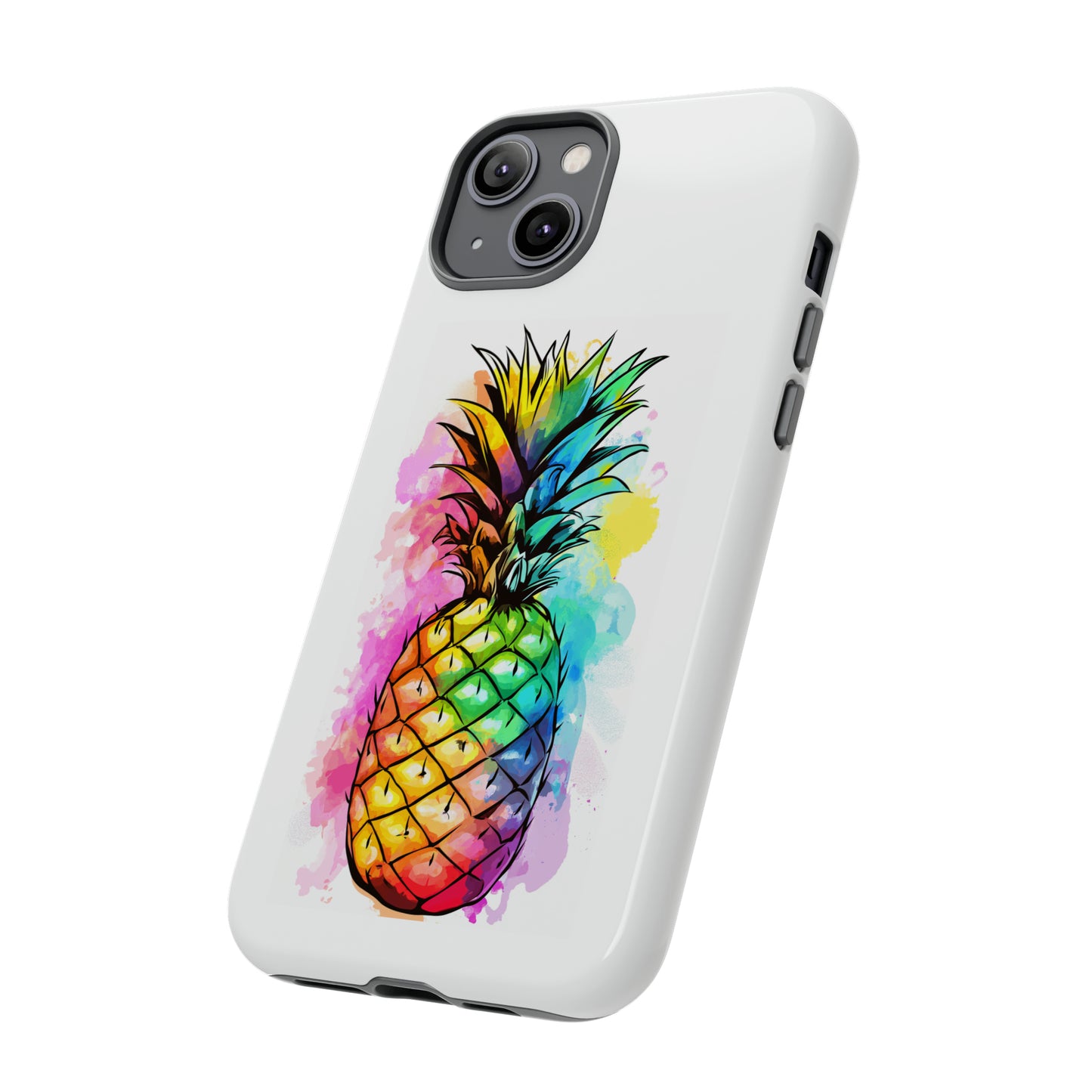 Color Splash Pineapple Hawaiian Phone Case, Tropical, Hibiscus, Wireless Compatible, Protective Cell Phone Case for iPhone, Samsung, Pixel