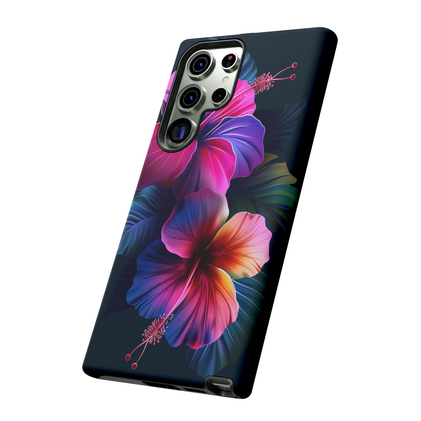 Hibiscus Neon Dark Hawaiian Tropical Phone Case, 808, Island Tropics, Wireless Compatible, Protective Cell Phone Case iPhone, Samsung, Pixel