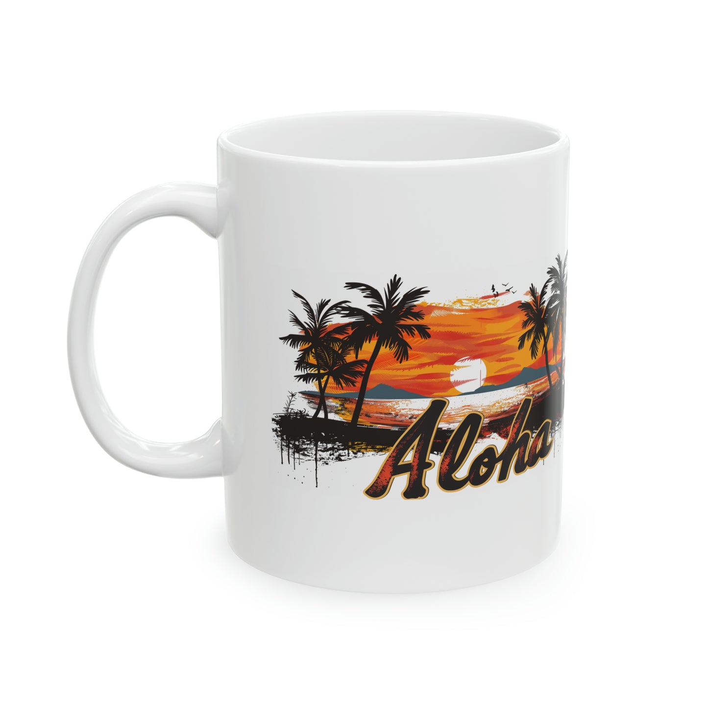 Aloha Sunset Orange Hawaiian Ceramic Mug 11oz, Hawaii Mug, HI Mug, Aloha Mug, 808 Mug, Island Mug, Tropical Mug, Coffee Mug