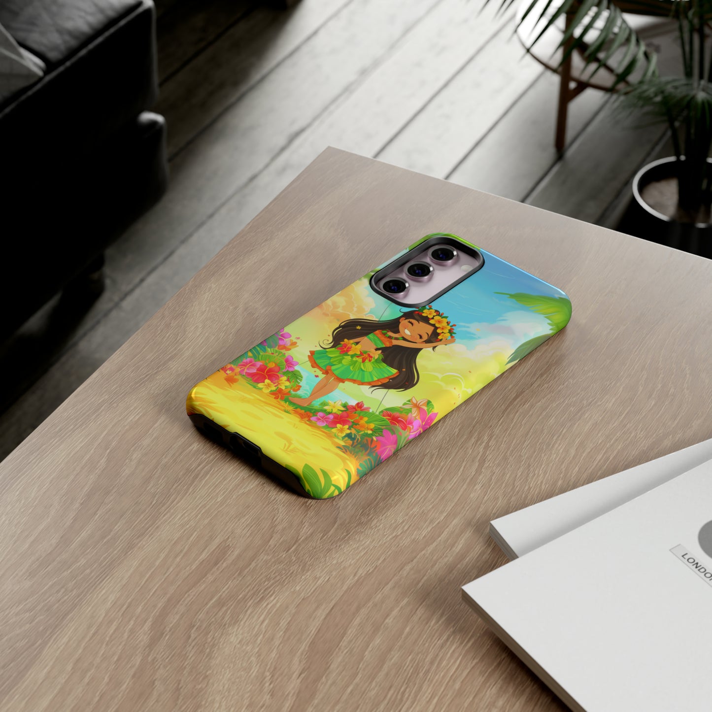 Cute Hula Girl Hawaiian Phone Case, Tropical, Hibiscus, Wireless Compatible, Protective Cell Phone Case for iPhone, Samsung, Pixel phones