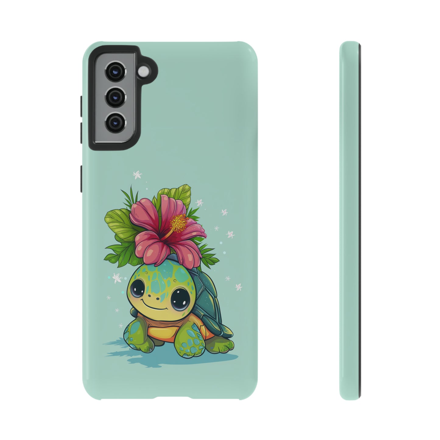 Cute Turtle Hawaiian Phone Case, Tropical, Hibiscus, Wireless Compatible, Protective Cell Phone Case for iPhone, Samsung, Pixel phones