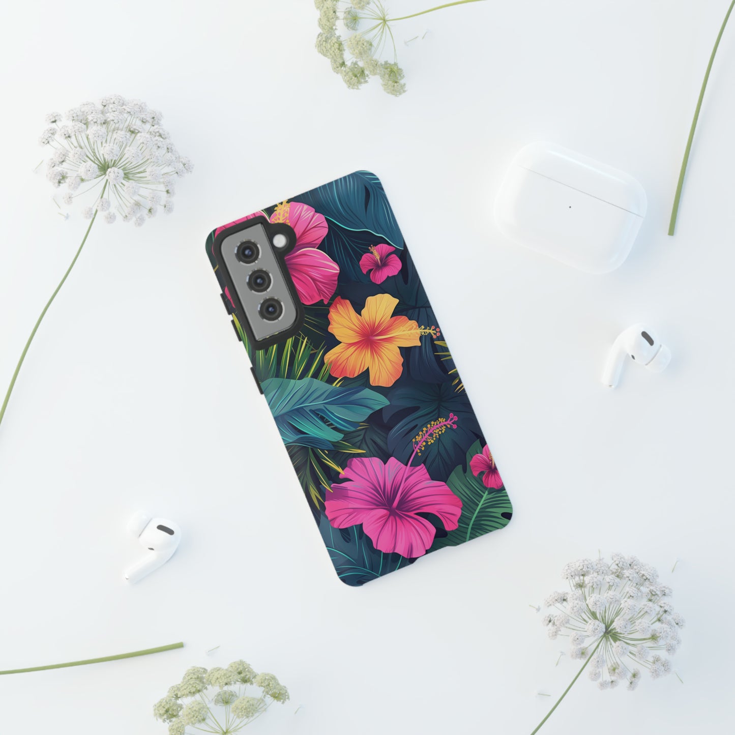 Hibiscus Dark Hawaiian Tropical Phone Case, 808, Island Tropics, Wireless Compatible, Protective Cell Phone Case iPhone, Samsung, Pixel