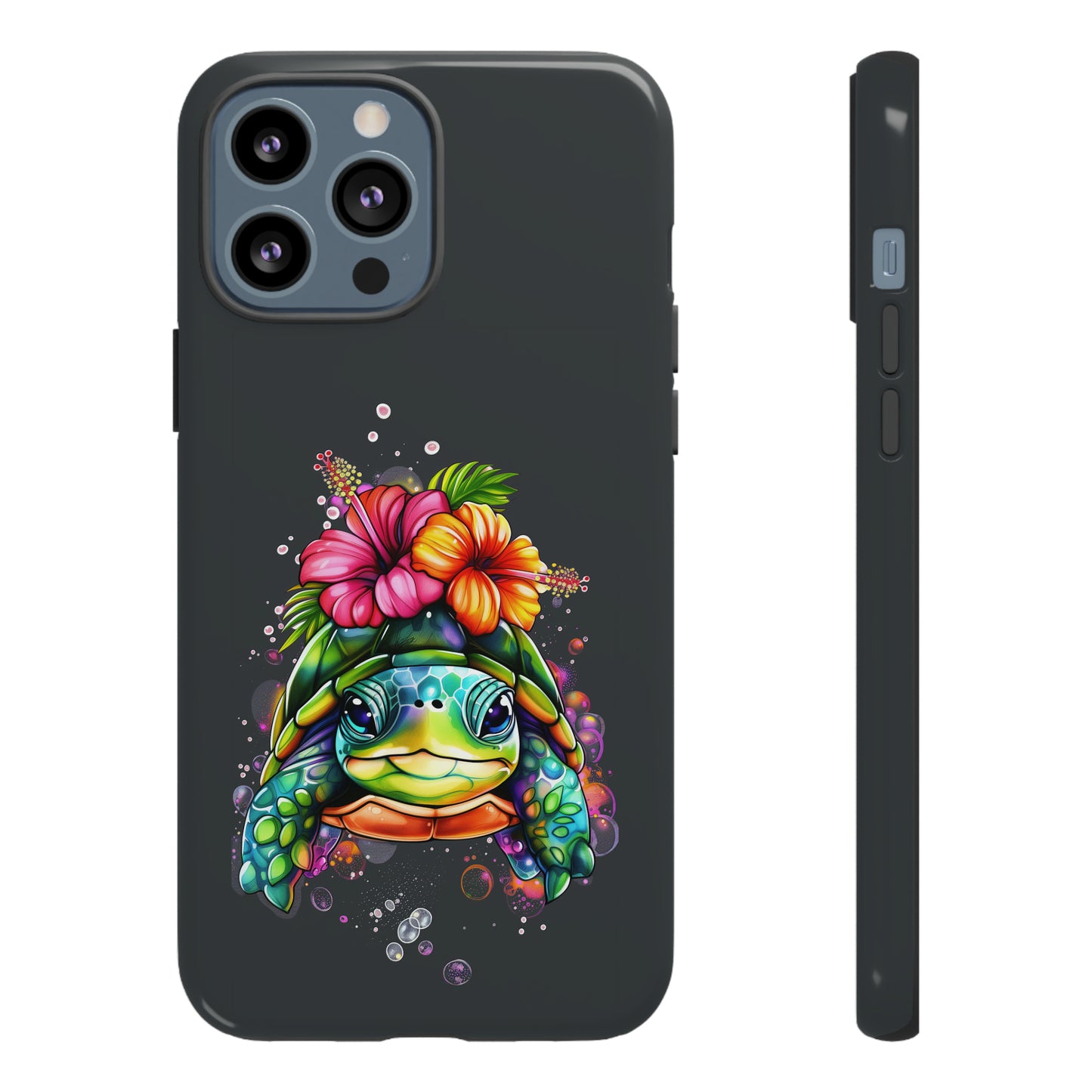 Color Splash Turtle Hawaiian Phone Case, Tropical, Hibiscus, Wireless Compatible, Protective Cell Phone Case for iPhone, Samsung, Pixel