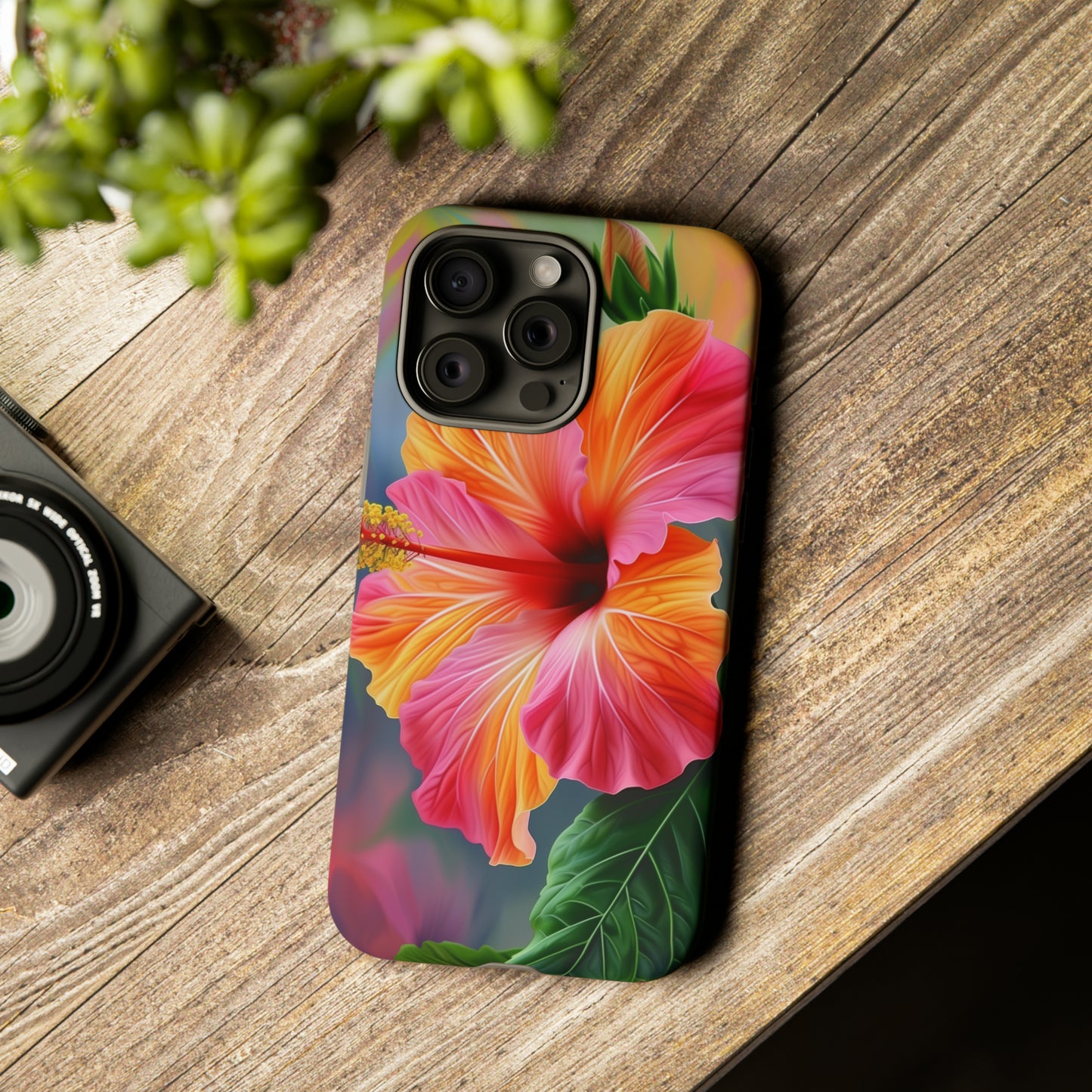 Hibiscus Flower Hawaiian Phone Case, Tropical, Wireless Compatible, Protective Cell Phone Case for iPhone, Samsung, Pixel phones