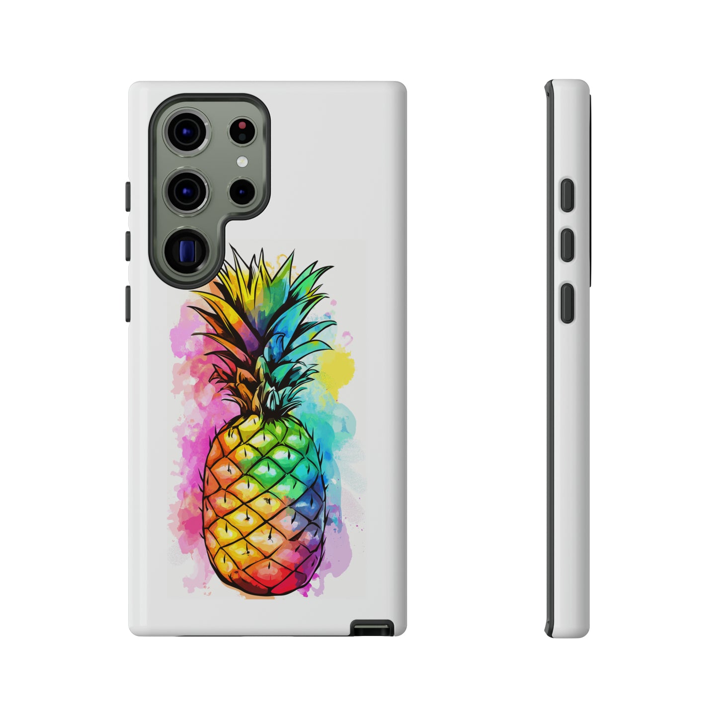 Color Splash Pineapple Hawaiian Phone Case, Tropical, Hibiscus, Wireless Compatible, Protective Cell Phone Case for iPhone, Samsung, Pixel