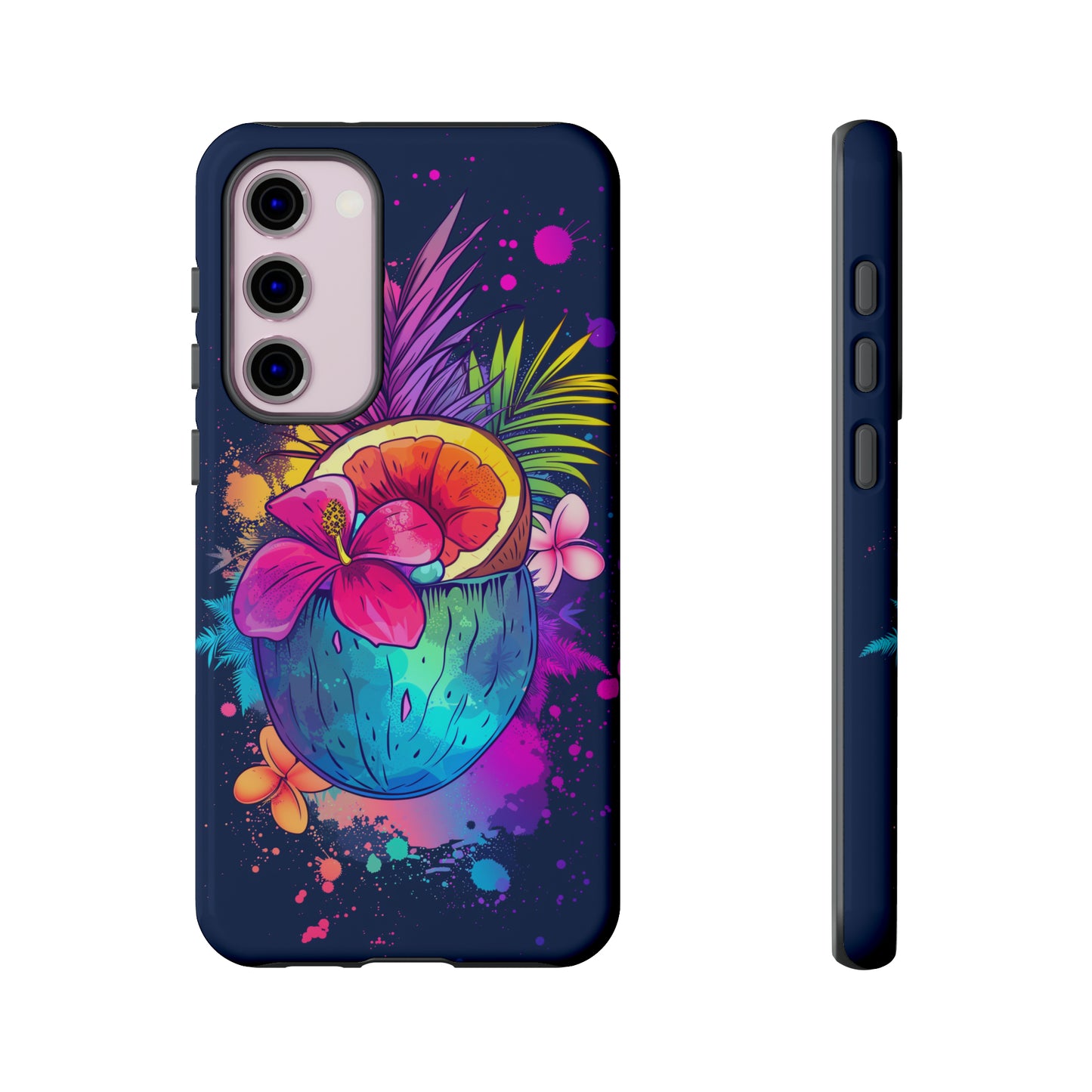 Coconut Dark Colorful Hawaiian Tropical Phone Case, Island Tropics, Wireless Compatible, Protective Cell Phone Case iPhone, Samsung, Pixel