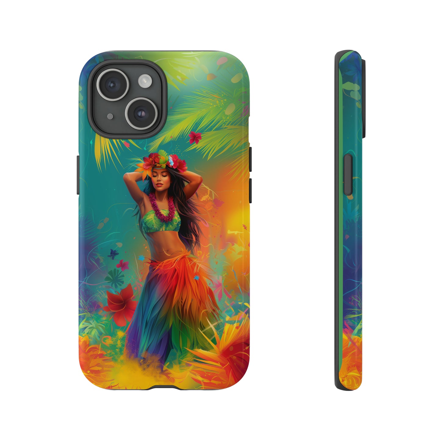 Hula Girl Hawaiian Phone Case, Tropical, Hibiscus, Wireless Compatible, Protective Cell Phone Case for iPhone, Samsung, Pixel phones