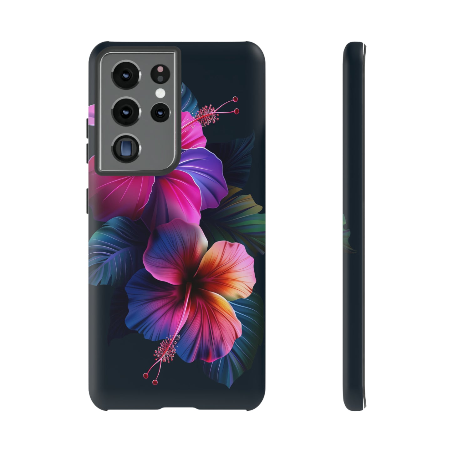Hibiscus Neon Dark Hawaiian Tropical Phone Case, 808, Island Tropics, Wireless Compatible, Protective Cell Phone Case iPhone, Samsung, Pixel