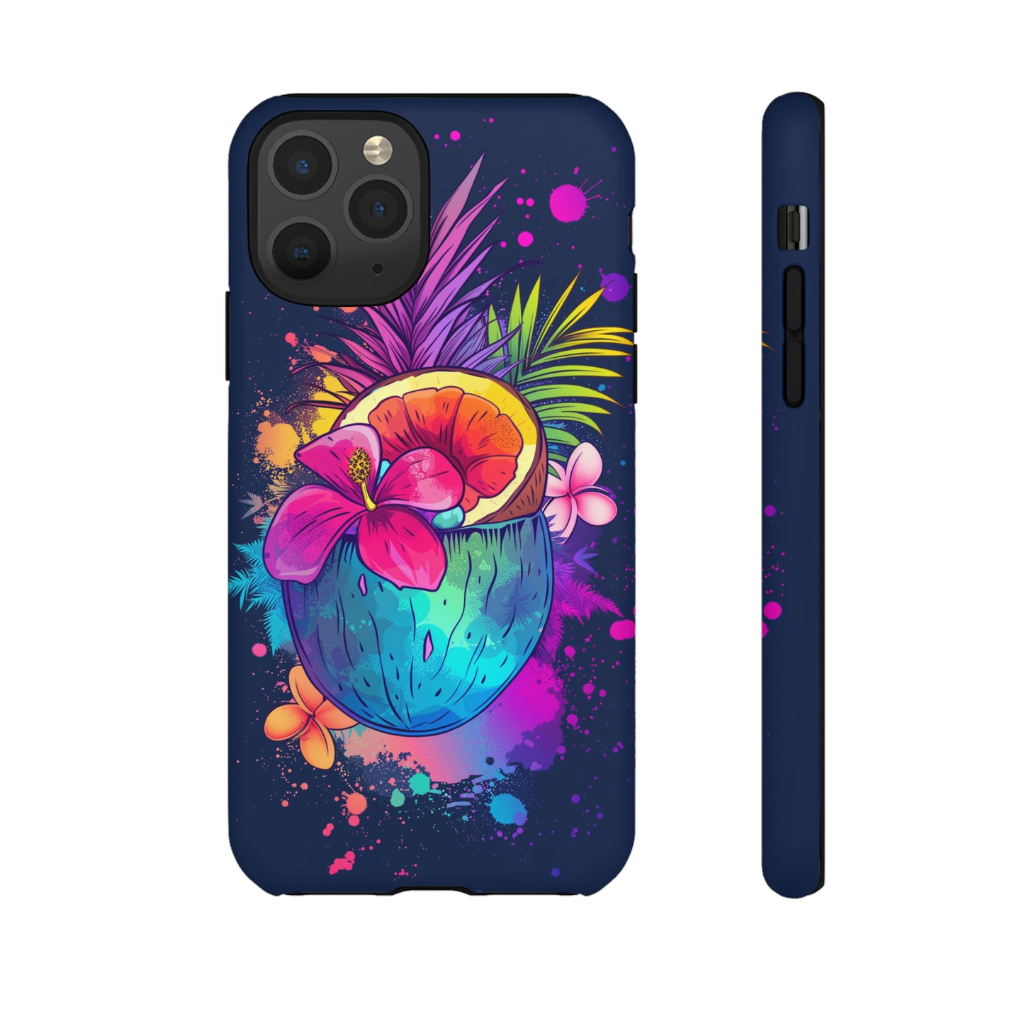 Coconut Dark Colorful Hawaiian Tropical Phone Case, Island Tropics, Wireless Compatible, Protective Cell Phone Case iPhone, Samsung, Pixel