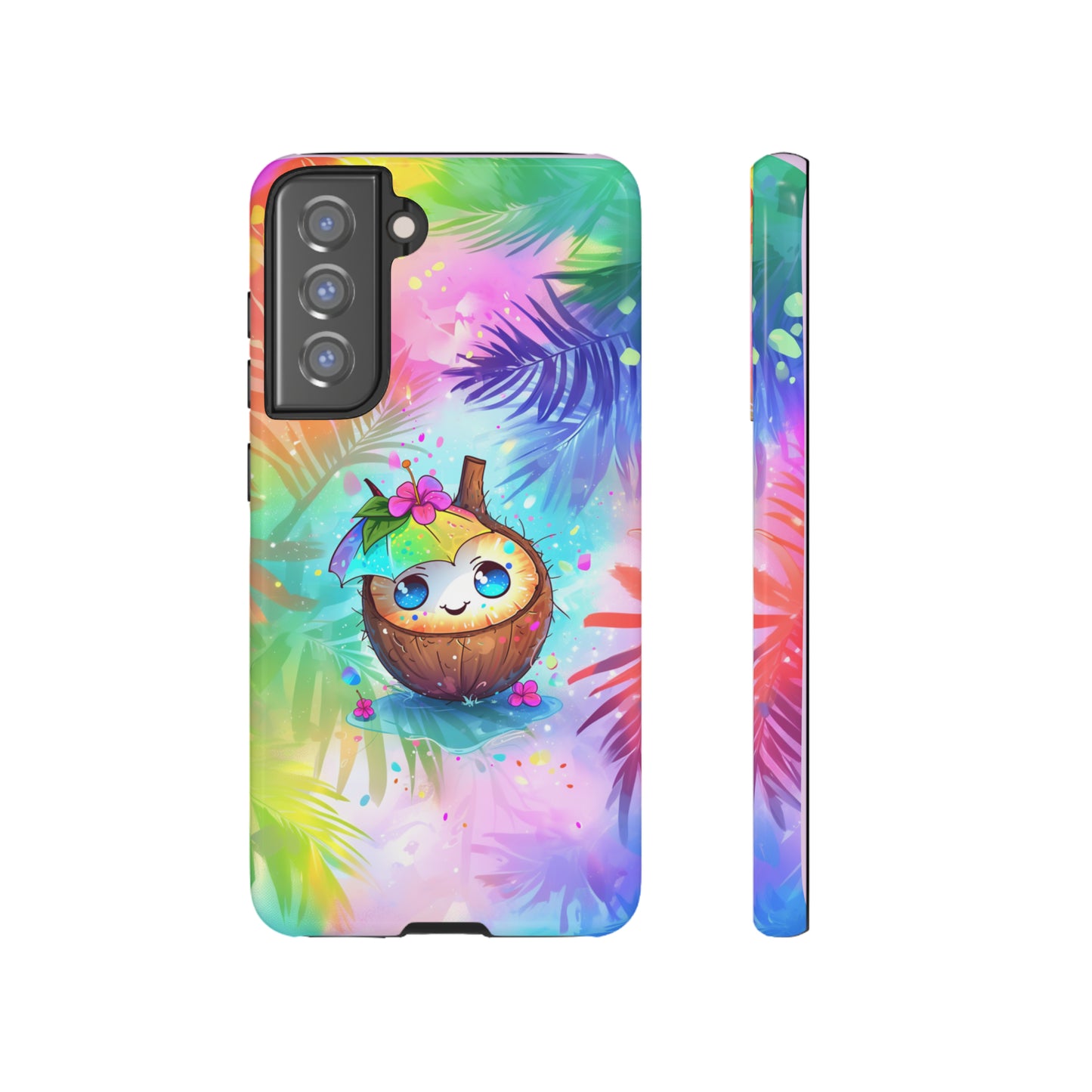 Cute Anime Coconut Hawaiian Tropical Phone Case, 808, Island Tropics, Wireless Compatible, Protective Cell Phone Case iPhone, Samsung, Pixel