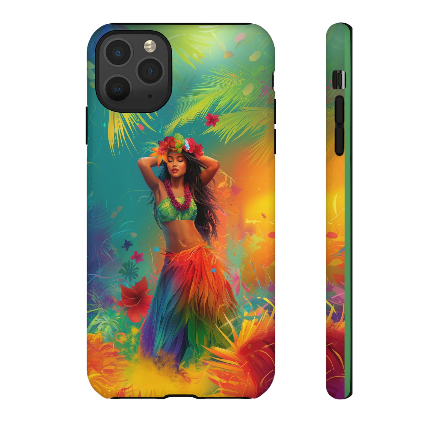 Hula Girl Hawaiian Phone Case, Tropical, Hibiscus, Wireless Compatible, Protective Cell Phone Case for iPhone, Samsung, Pixel phones