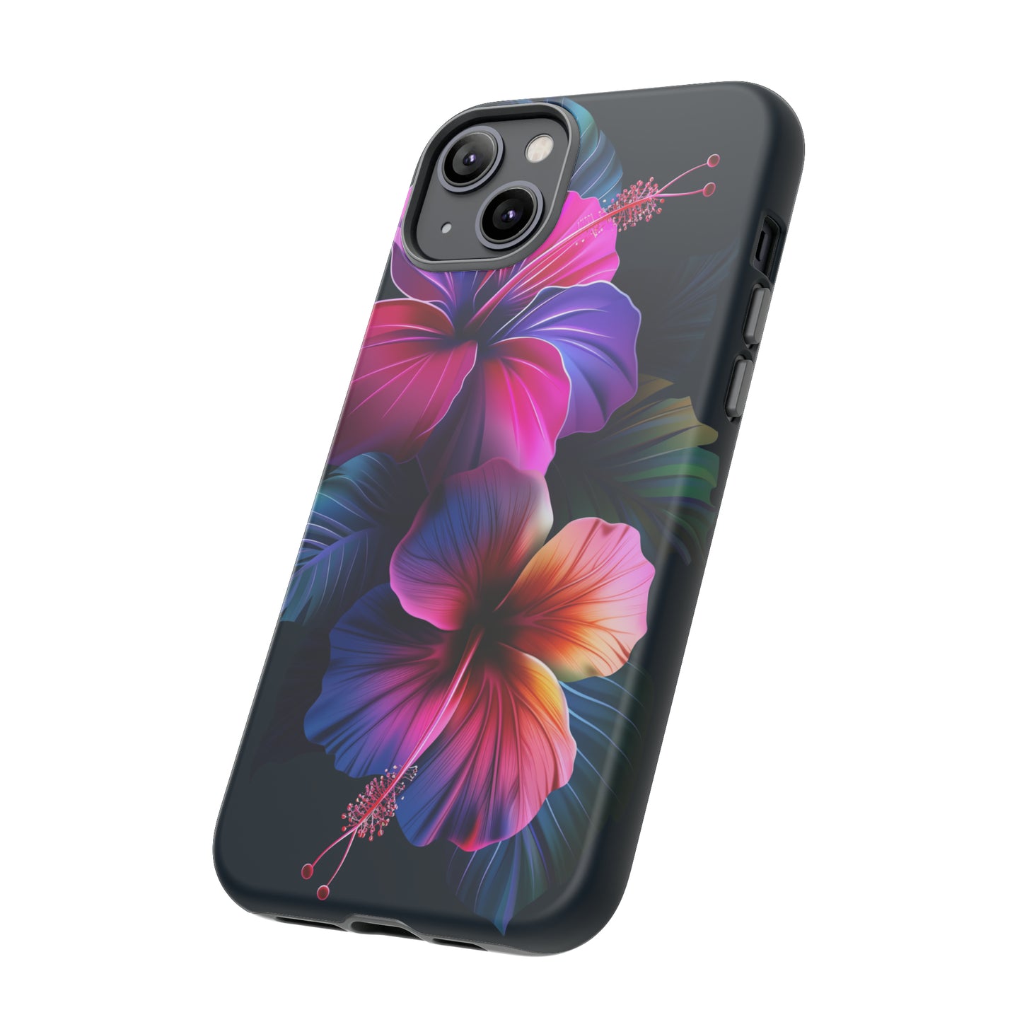 Hibiscus Neon Dark Hawaiian Tropical Phone Case, 808, Island Tropics, Wireless Compatible, Protective Cell Phone Case iPhone, Samsung, Pixel