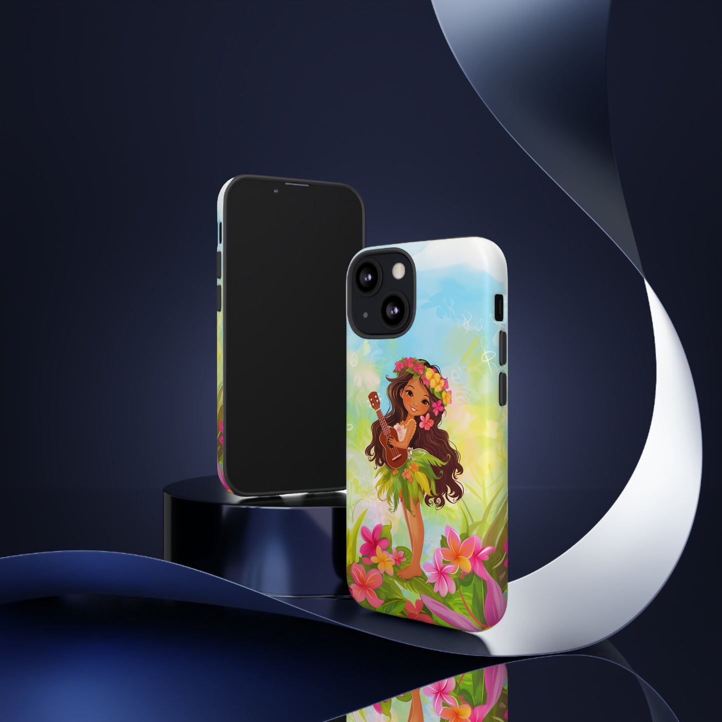 Cute Hula Girl Hawaiian Phone Case, Tropical, Hibiscus, Wireless Compatible, Protective Cell Phone Case for iPhone, Samsung, Pixel phones