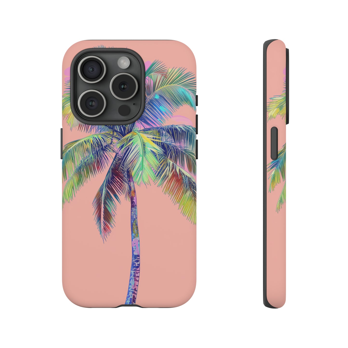 Pink Palm Tree Hawaiian Phone Case, Tropical, Hibiscus, Wireless Compatible, Protective Cell Phone Case for iPhone, Samsung, Pixel phones