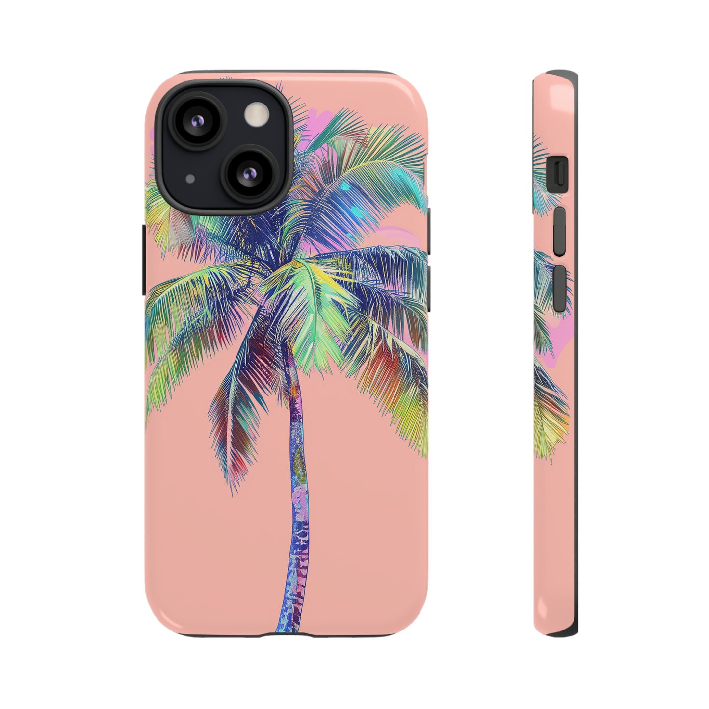 Pink Palm Tree Hawaiian Phone Case, Tropical, Hibiscus, Wireless Compatible, Protective Cell Phone Case for iPhone, Samsung, Pixel phones