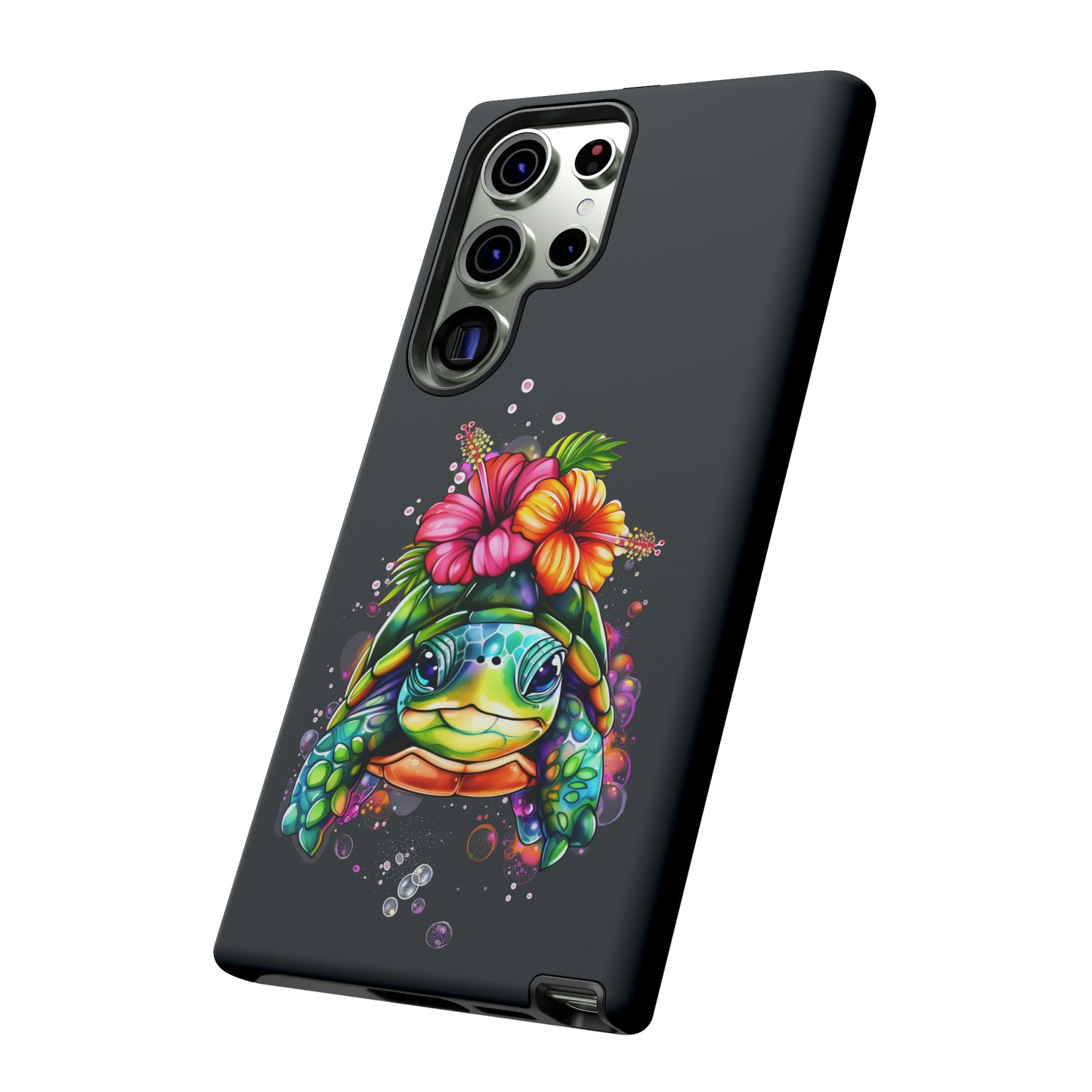 Color Splash Turtle Hawaiian Phone Case, Tropical, Hibiscus, Wireless Compatible, Protective Cell Phone Case for iPhone, Samsung, Pixel