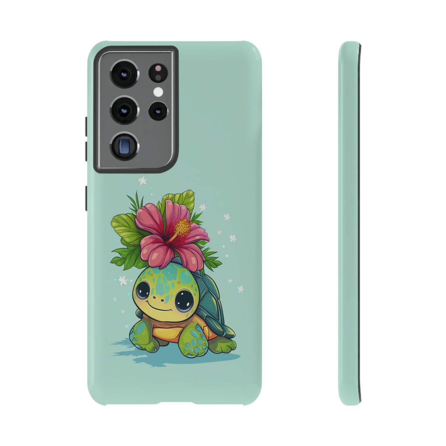 Cute Turtle Hawaiian Phone Case, Tropical, Hibiscus, Wireless Compatible, Protective Cell Phone Case for iPhone, Samsung, Pixel phones