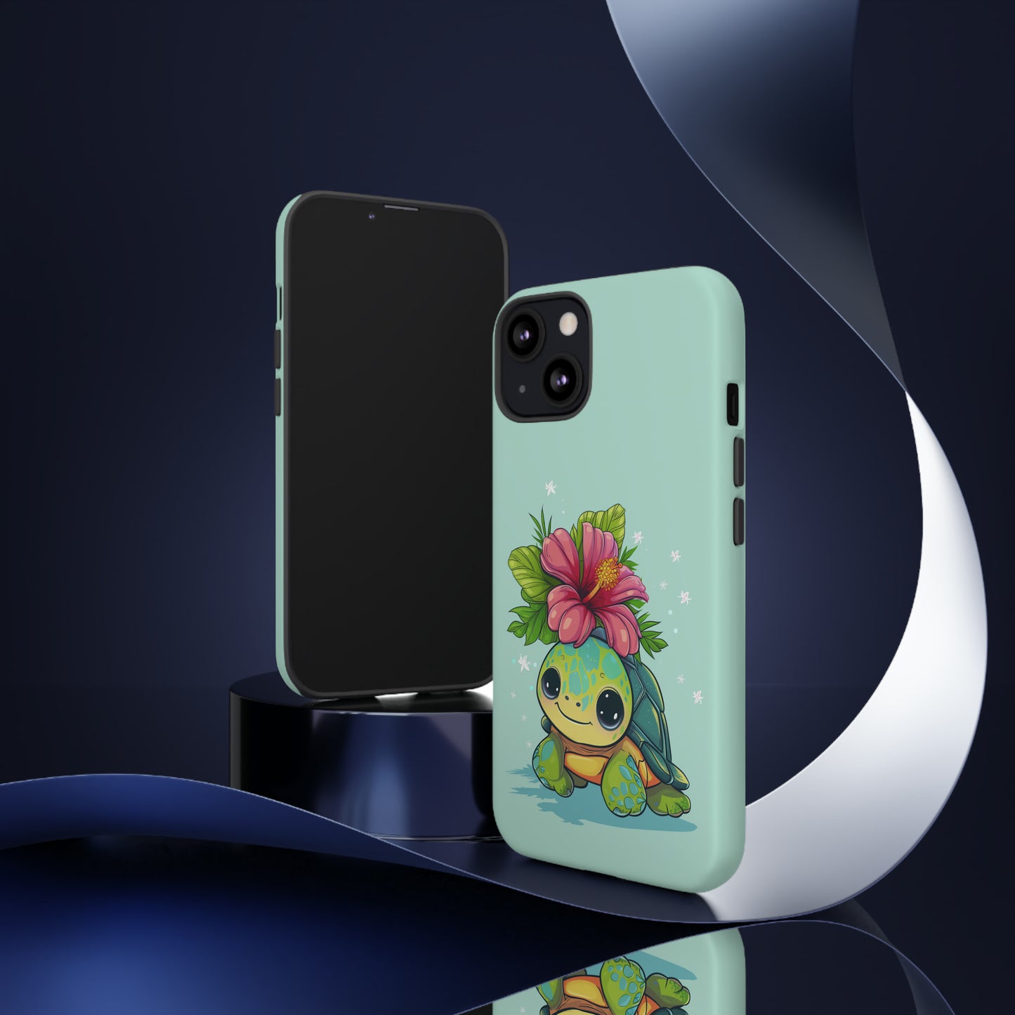 Cute Turtle Hawaiian Phone Case, Tropical, Hibiscus, Wireless Compatible, Protective Cell Phone Case for iPhone, Samsung, Pixel phones