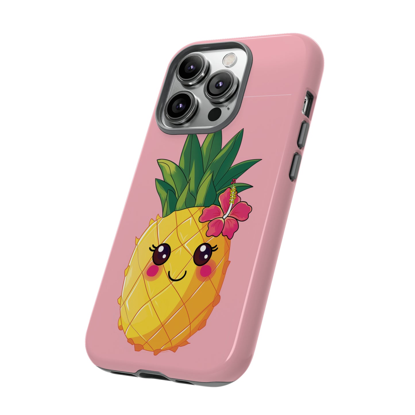 Cute Pineapple Hawaiian Phone Case, Tropical, Hibiscus, Wireless Compatible, Protective Cell Phone Case for iPhone, Samsung, Pixel phones