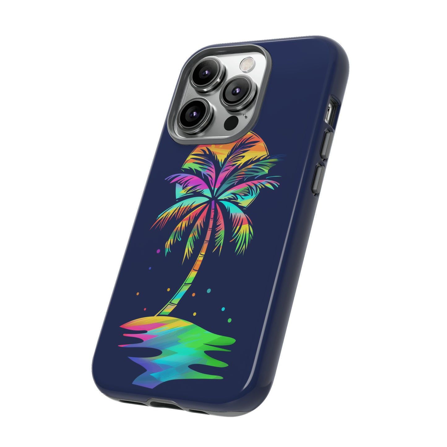 Night Palm Tree Hawaiian Phone Case, Tropical, Hibiscus, Wireless Compatible, Protective Cell Phone Case for iPhone, Samsung, Pixel phones