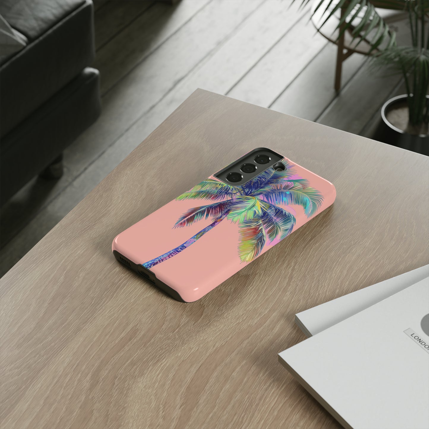 Pink Palm Tree Hawaiian Phone Case, Tropical, Hibiscus, Wireless Compatible, Protective Cell Phone Case for iPhone, Samsung, Pixel phones