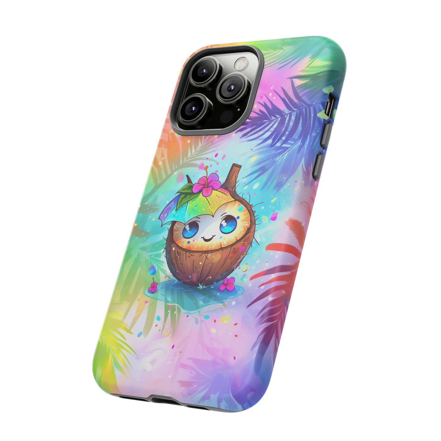 Cute Anime Coconut Hawaiian Tropical Phone Case, 808, Island Tropics, Wireless Compatible, Protective Cell Phone Case iPhone, Samsung, Pixel