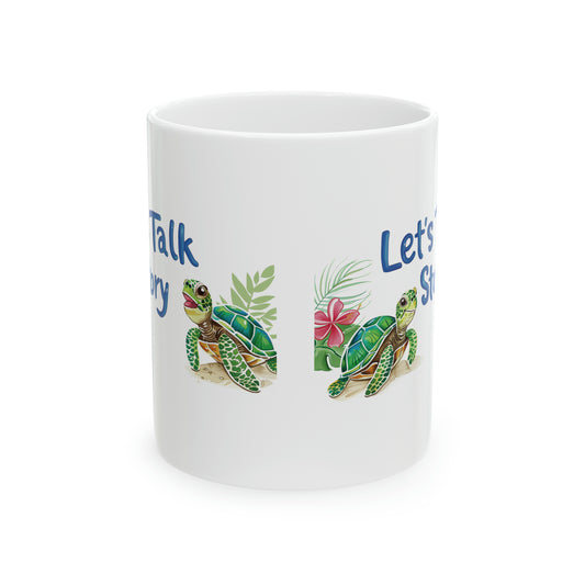 Let's Talk Story Cartoon Turtles Honu Hawaiian Ceramic Mug 11oz, Hawaii Mug, HI Mug, Aloha Mug, 808 Mug, Island Mug, Tropical Coffee Mug